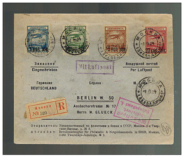 1924 Russia USSR Airmail Cover To Berlin Germany - Autres & Non Classés