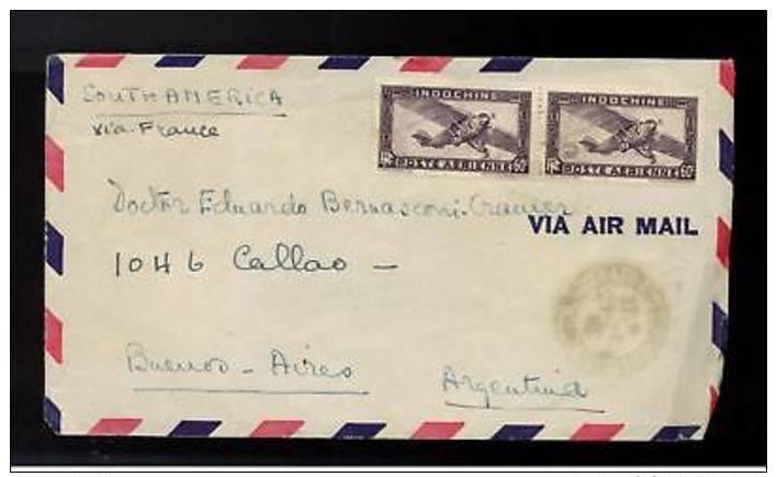 1946 Saigon Vietnam Airmail Cover To Argentina - Vietnam