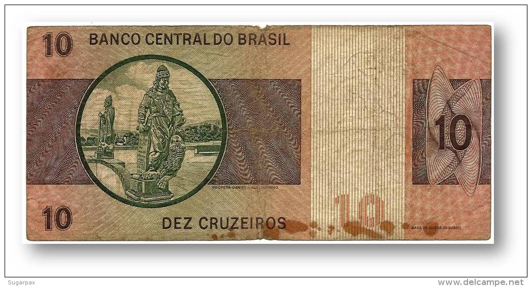 BRASIL - 10 CRUZEIROS - ND ( 1970 ) - P 193.a - Serie 1019 - Sign. 17 - Prefix A - D. PEDRO II - Brésil