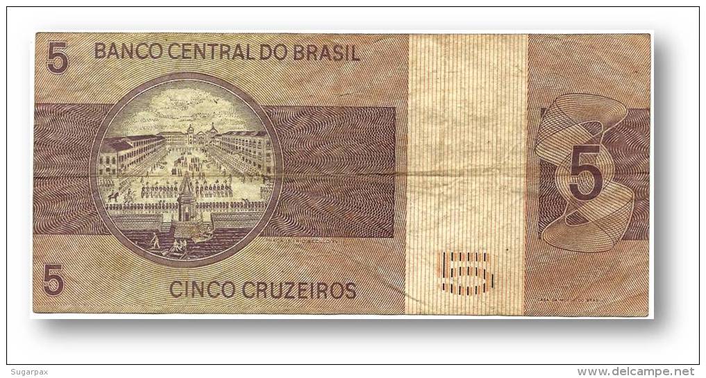 BRASIL - 5 CRUZEIROS - ND ( 1974 ) - P 192.c - Serie 4519 - Sign. 18 - Prefix B - D. PEDRO I - Brasile