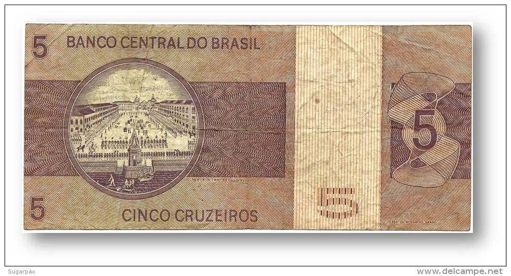 BRASIL - 5 CRUZEIROS - ND ( 1974 ) - P 192.c - Serie 4650 - Sign. 18 - Prefix B - D. PEDRO I - Brasile