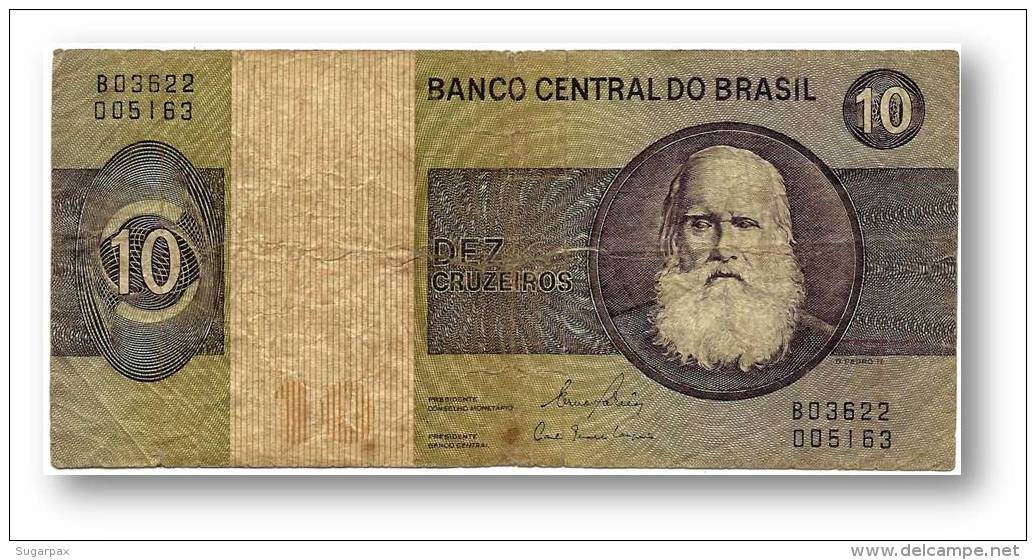 BRASIL - 10 CRUZEIROS - ND ( 1980 ) - P 193.e - UNC. - Serie 3622 - Sign. 20 - Prefix B - D. PEDRO II - Brasile