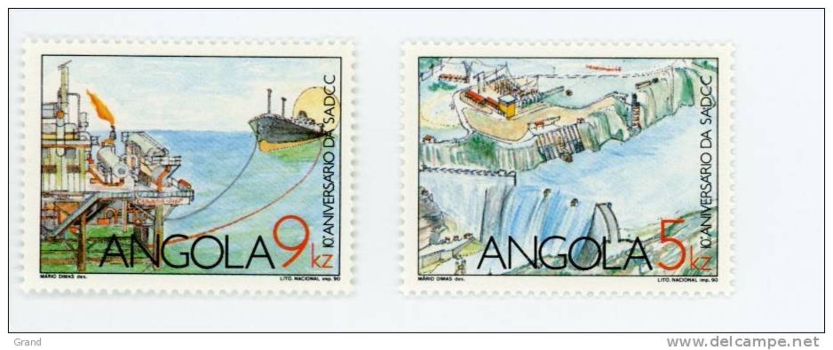 Angola--1990-Barrage Et Pétrole-série*/**MNH-en Bloc De 4 - Erdöl