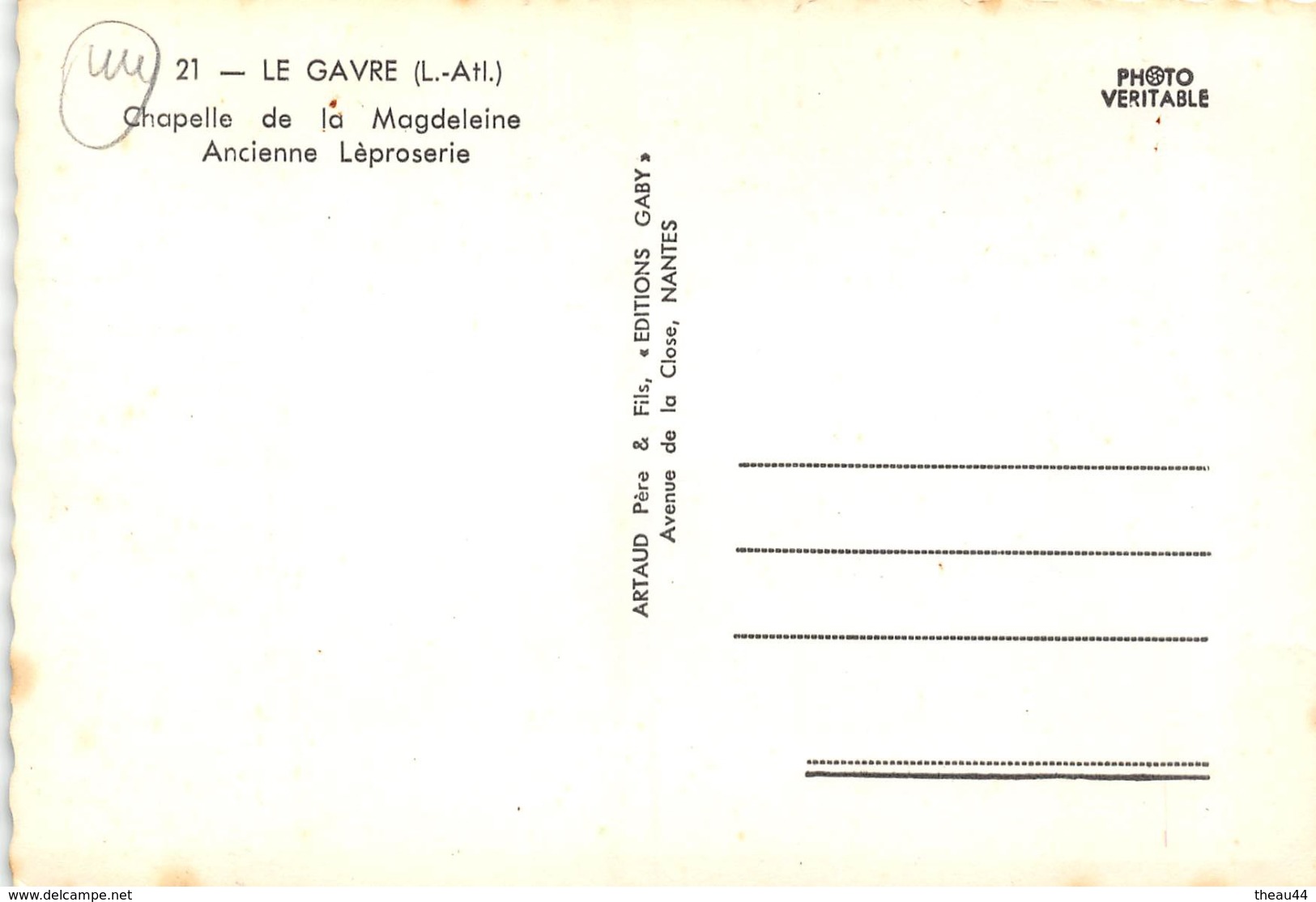 ¤¤  -  21  -  LE GAVRE   -  Chapelle De La MAGDELEINE  -  Ancienne Lèproserie   -  ¤¤ - Le Gavre