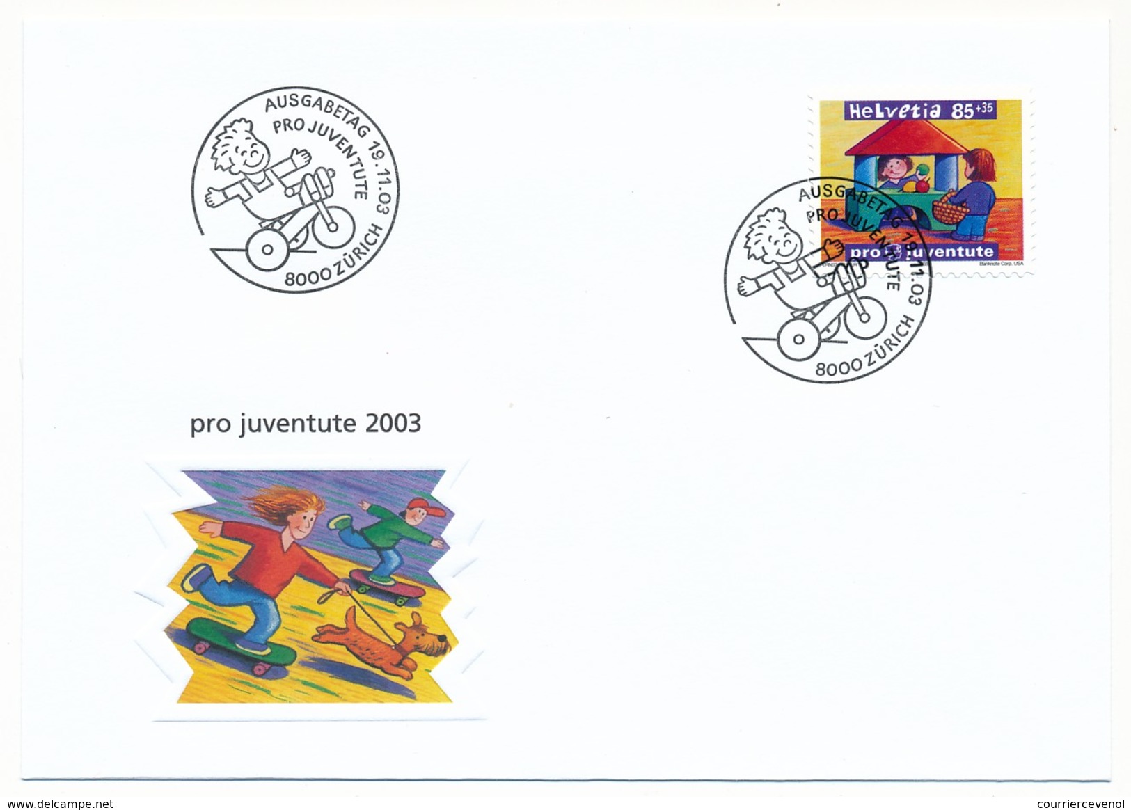 SUISSE -  FDC 2003 - PRO JUVENTUTE - 5 Enveloppes - ZURICH - FDC