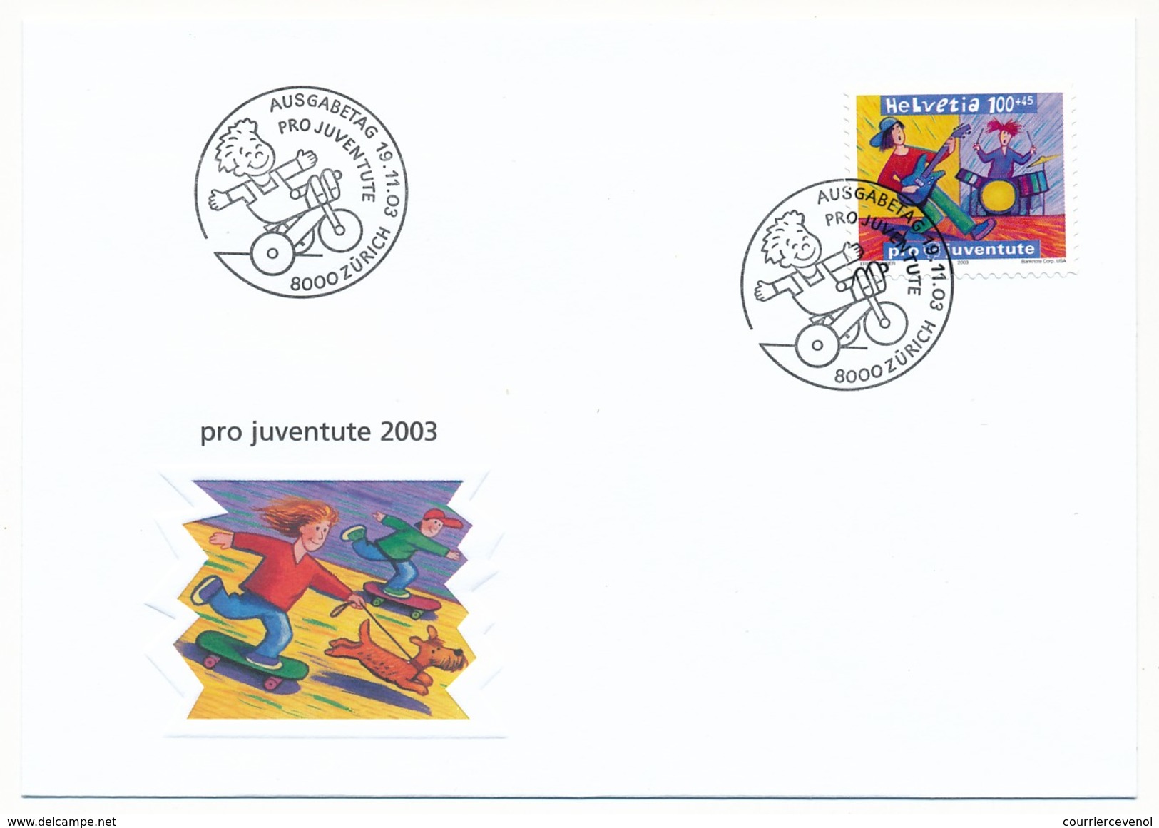 SUISSE -  FDC 2003 - PRO JUVENTUTE - 5 Enveloppes - ZURICH - FDC