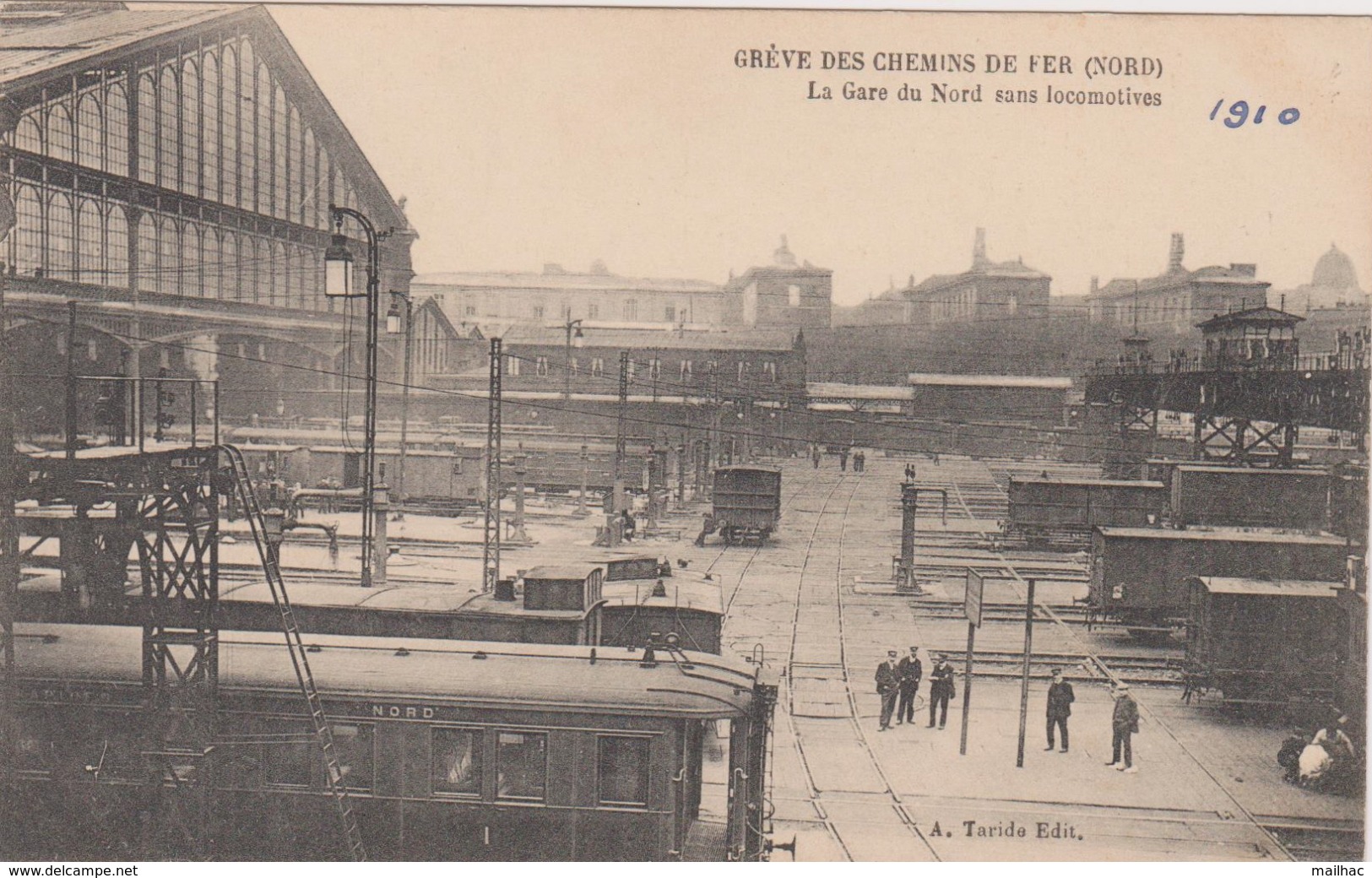 D 75 - Grève Des Chemins De Fer 1910 - Gare Du Nord Sans Locomotives - Edition A. Taride - Streiks