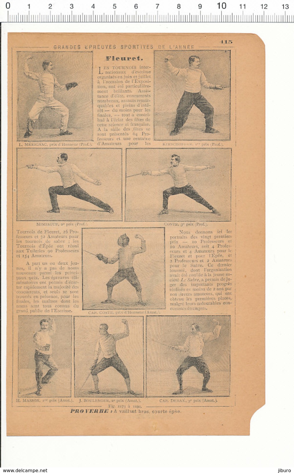 2 Scans Document 1901 / Escrime Sport Fleuret Epée Nombreux Escrimeurs Résultat Tournois / VP 204/2 - Publicités