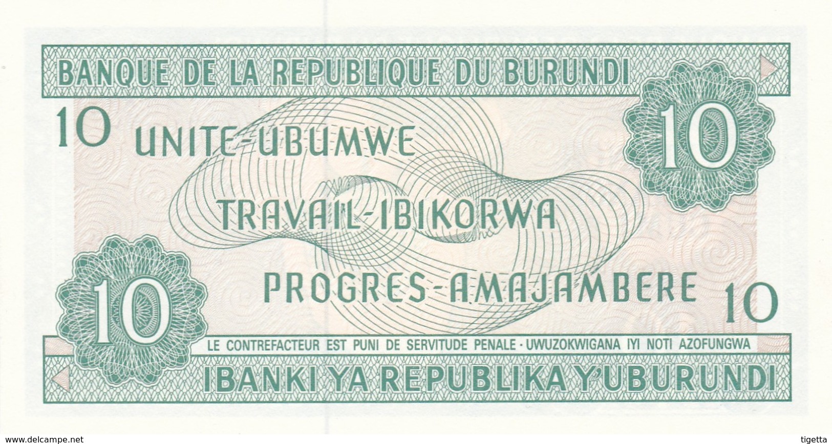 BURUNDI 10 FRANCS 1991 FDS - Burundi