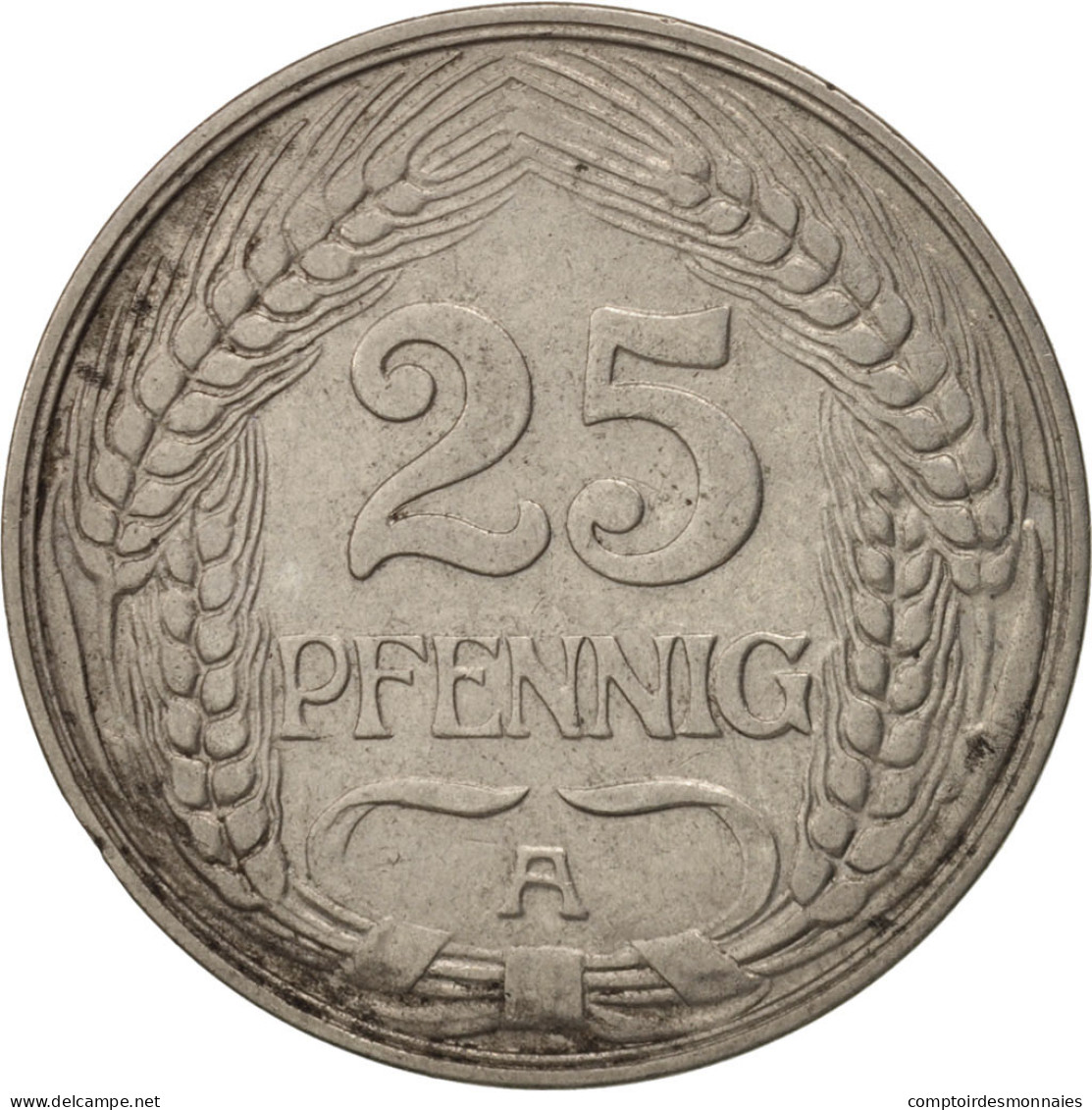 Monnaie, GERMANY - EMPIRE, Wilhelm II, 25 Pfennig, 1909, Berlin, TB+, Nickel - 25 Pfennig