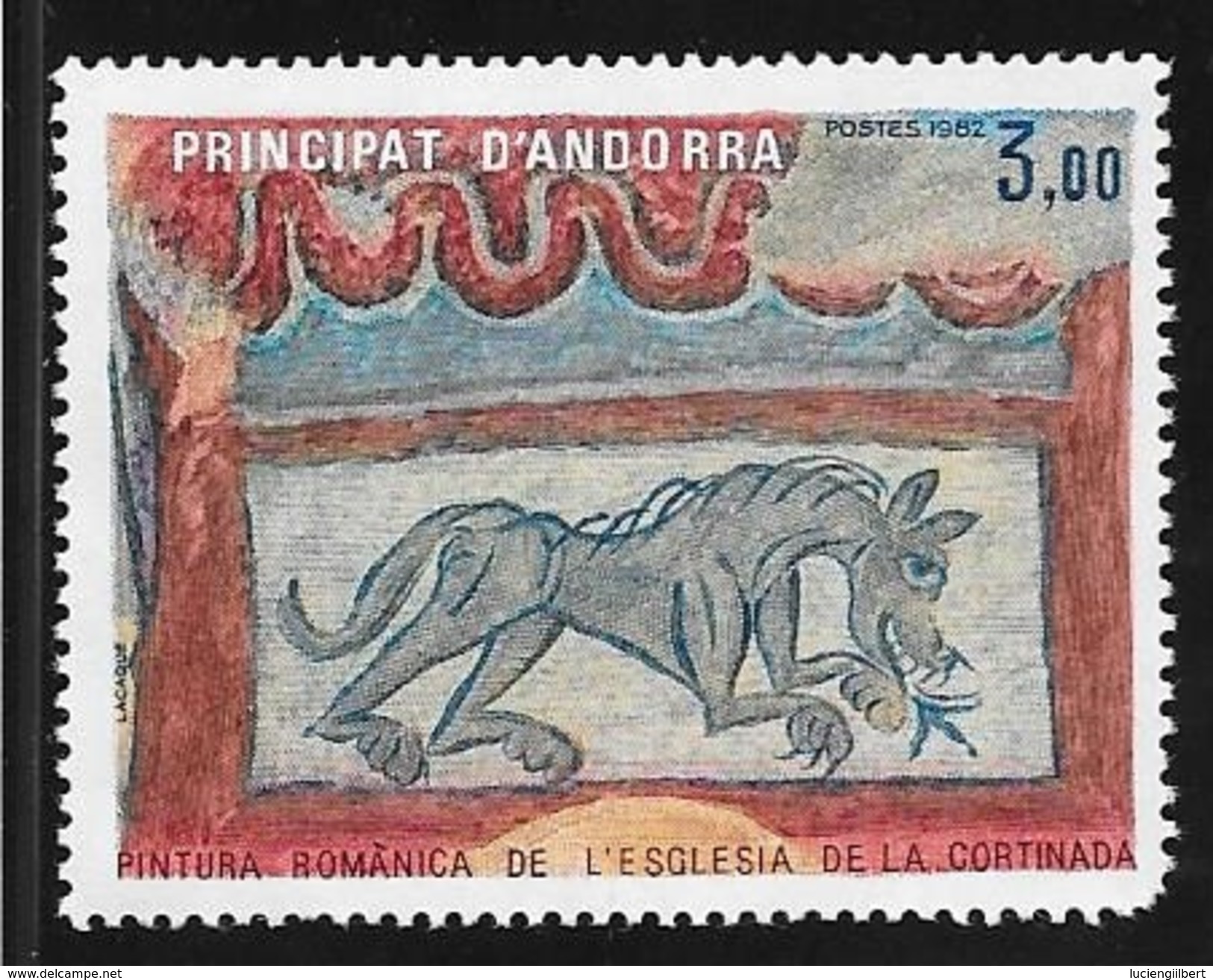 ANDORRE - TIMBRE N° 305  -  TABLEAU PEINTURE ROMAINE DE L'EGLISE DE LA CORTINALA -  NEUF  -  1982 - Unused Stamps