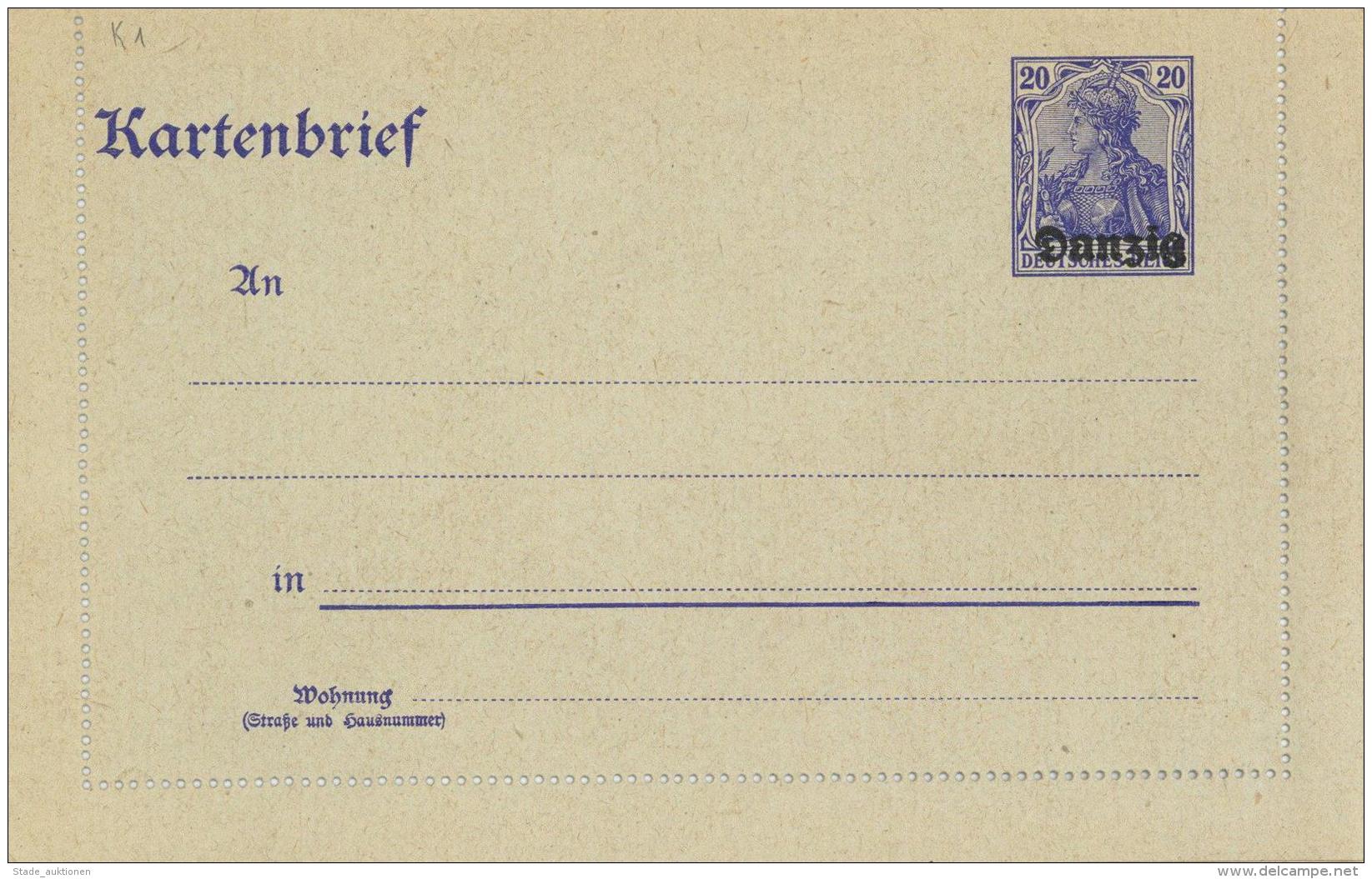 Danzig, K1(11), 1920, 20 Pf Blau, 11 Ungebrauchte Kartenbriefe (mit Rand) I-II - Unclassified