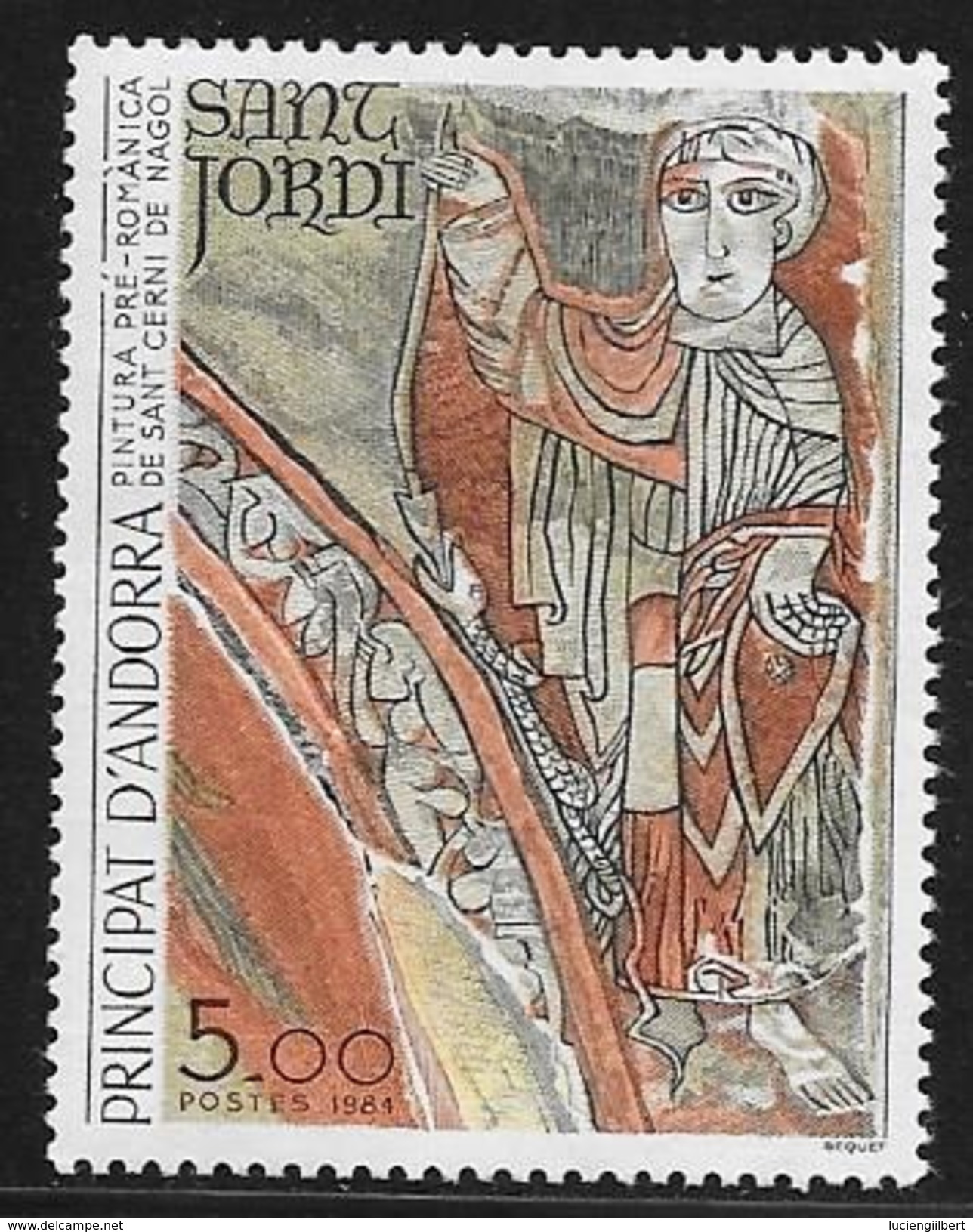 ANDORRE -  TIMBRE N° 334   -   TABLEAU PEINTURE PRE ROMANE DE SANT CERNI DE NAGOL -  NEUF  - 1984 - Unused Stamps