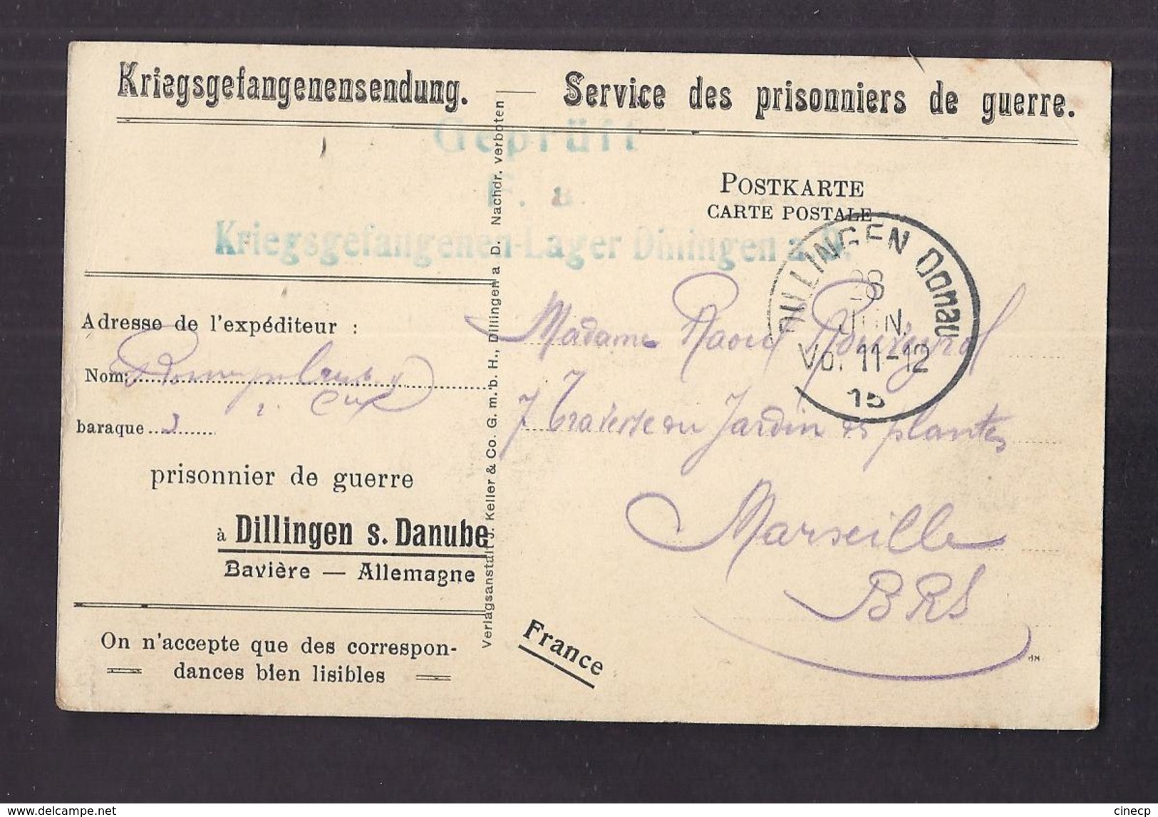 CPA ALLEMAGNE - DILLINGEN Don - Gesamtansicht Mit Neuer Chevaulegerkaserne - SERVICE PRISONNIER GUERRE 14-18 - Dillingen