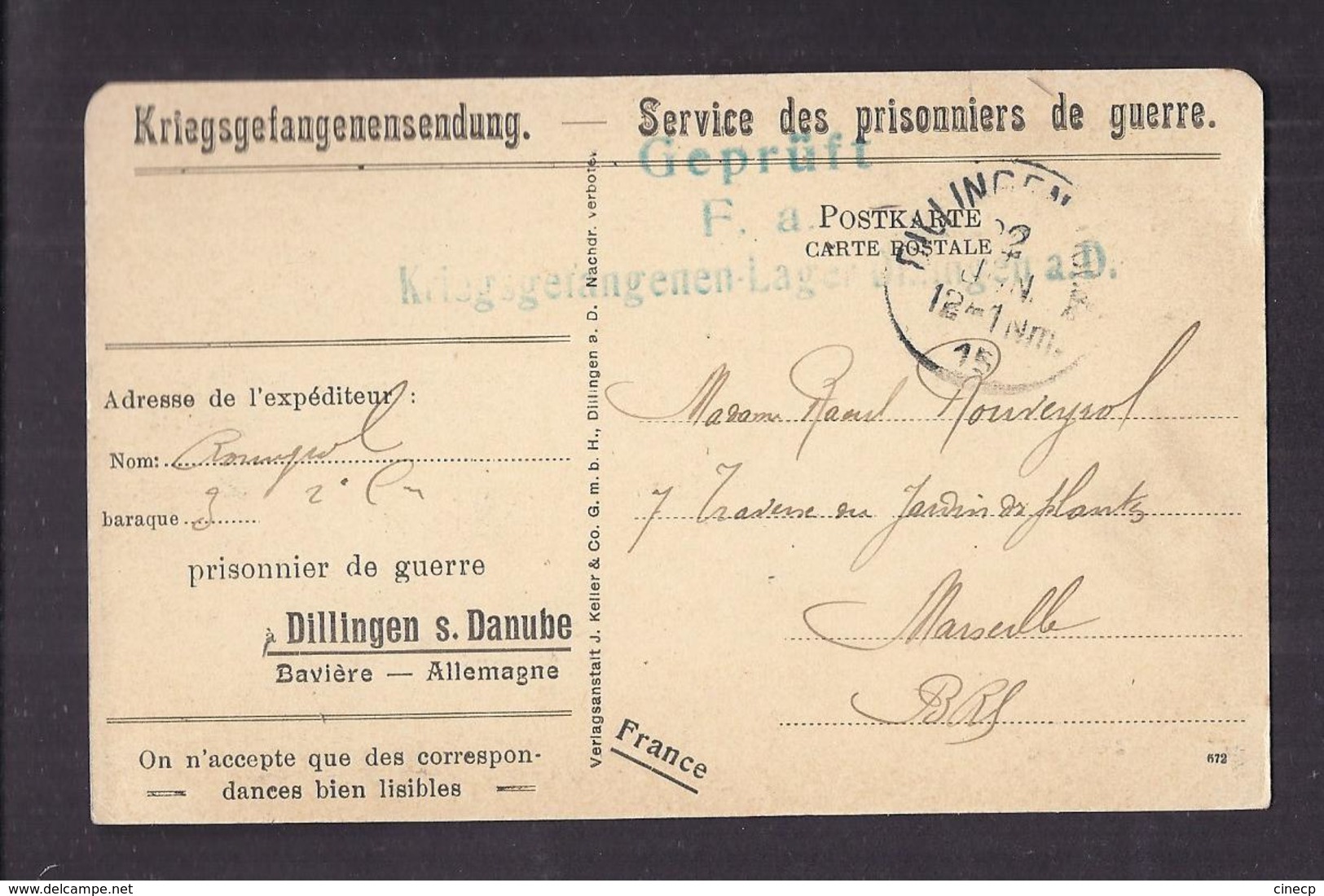 CPA ALLEMAGNE - DILLINGEN Don - Gesamtansicht - SERVICE PRISONNIER GUERRE 14-18 TB Vue Générale - Dillingen