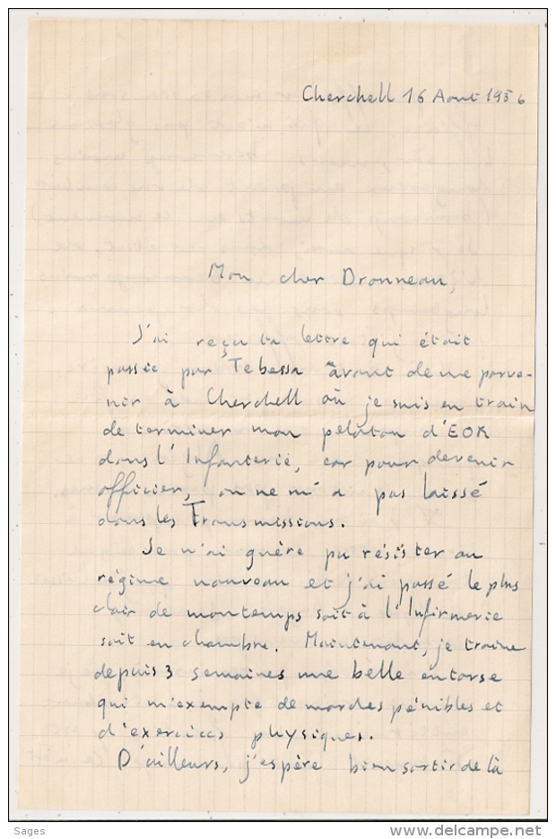 CHERCHELL Algérie, ECOLE MILITAIRE. TEXTE ! "surtout Pas Par Les Armes" "beaucoup De Morts En Ce Moment"...4 SANS. - Guerre D'Algérie