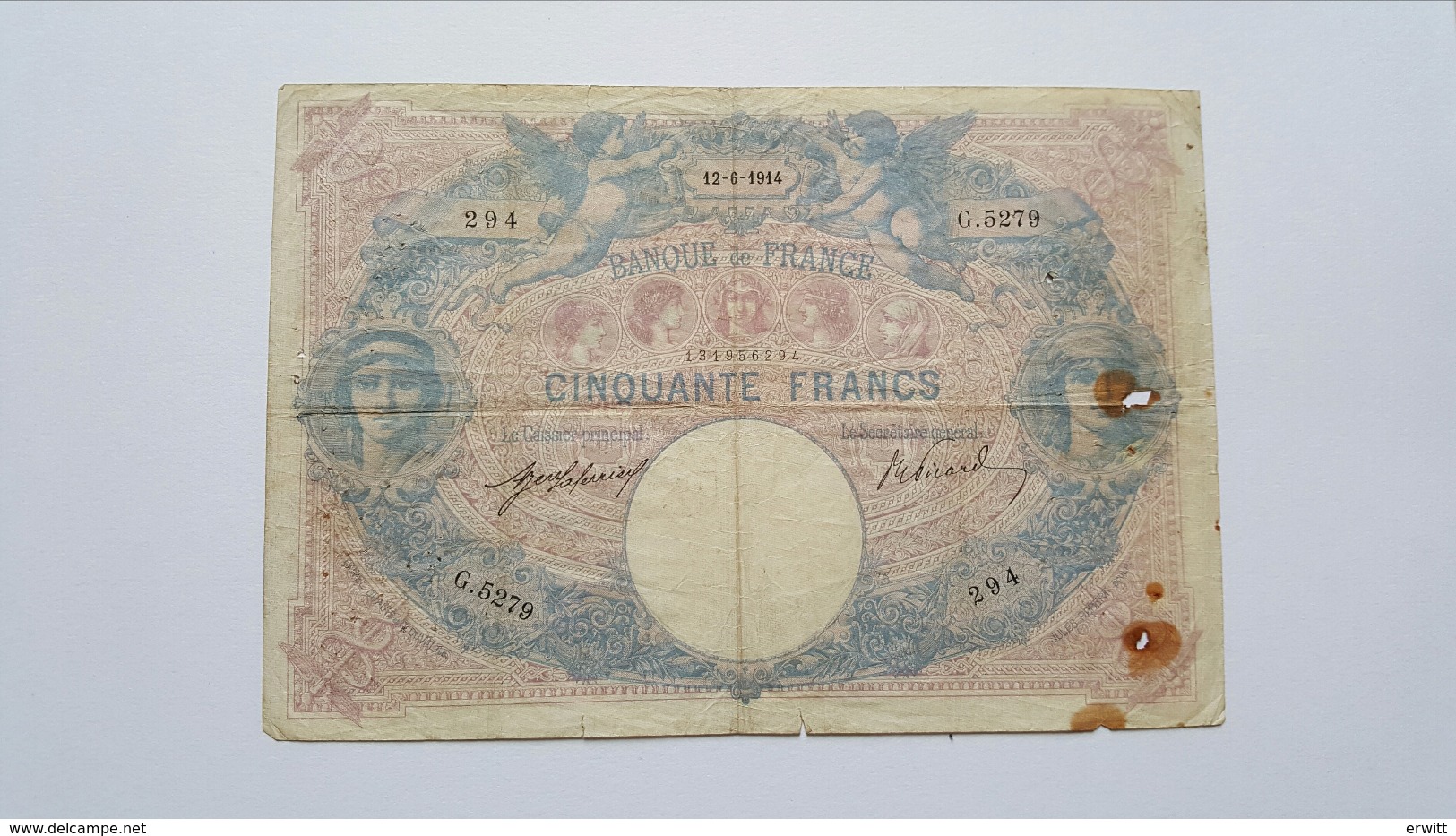 FRANCIA 50 FRANCS 1914 - 50 F 1889-1927 ''Bleu Et Rose''