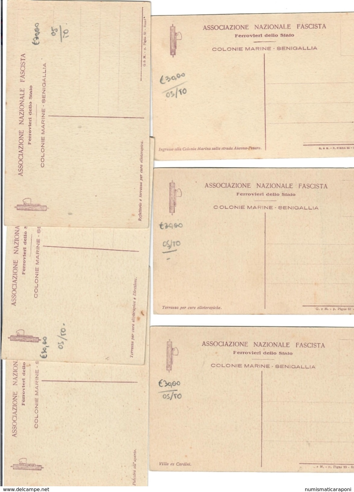 Senigallia Colonie Marine Edizine Ferrovie Dello Stato Associazione Nazionale Fascista C.1942 - Senigallia