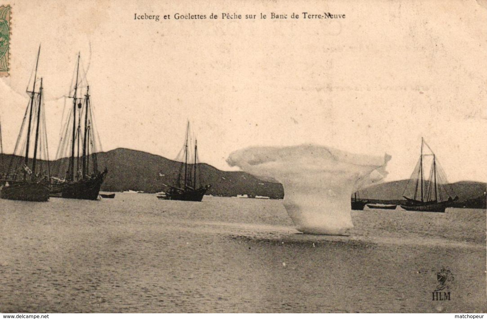 CANADA - TERRE NEUVE - ICEBERG ET GOELETTES DE PECHE SUR LE BANC DE TERRE NEUVE - Autres & Non Classés