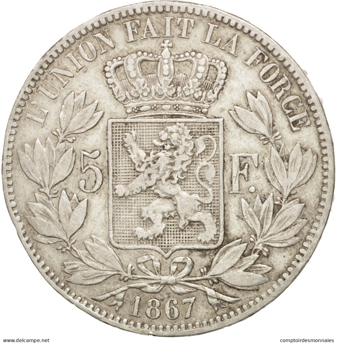 Monnaie, Belgique, Leopold II, 5 Francs, 5 Frank, 1867, TB+, Argent, KM:24 - 5 Francs