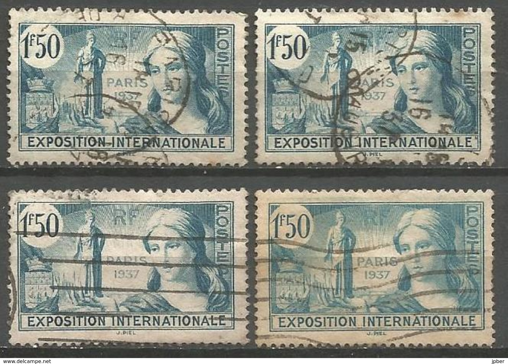 France - F1/318 - N°336   4ex.obl. - Exposition Internationale 1937 - Used Stamps