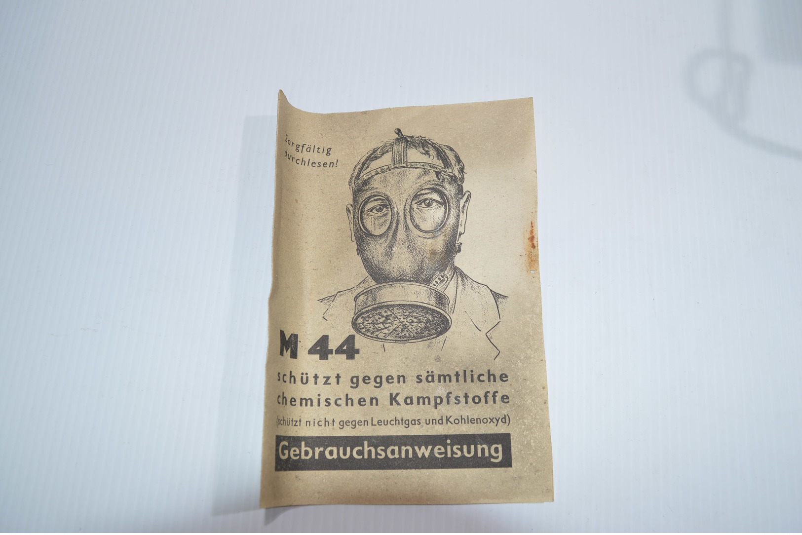 Masque à Gaz Défense Passive Allemand Ww2 Deuxième Guerre Mondiale  Gebrauchsanweisung M44 1939/1945 - 1939-45