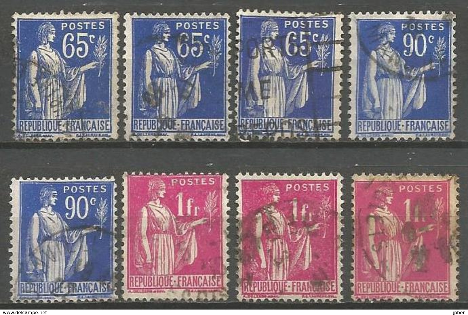 France - F1/325 - Type Paix - Collection De 8 Exemplaires Obl. - 1932-39 Vrede