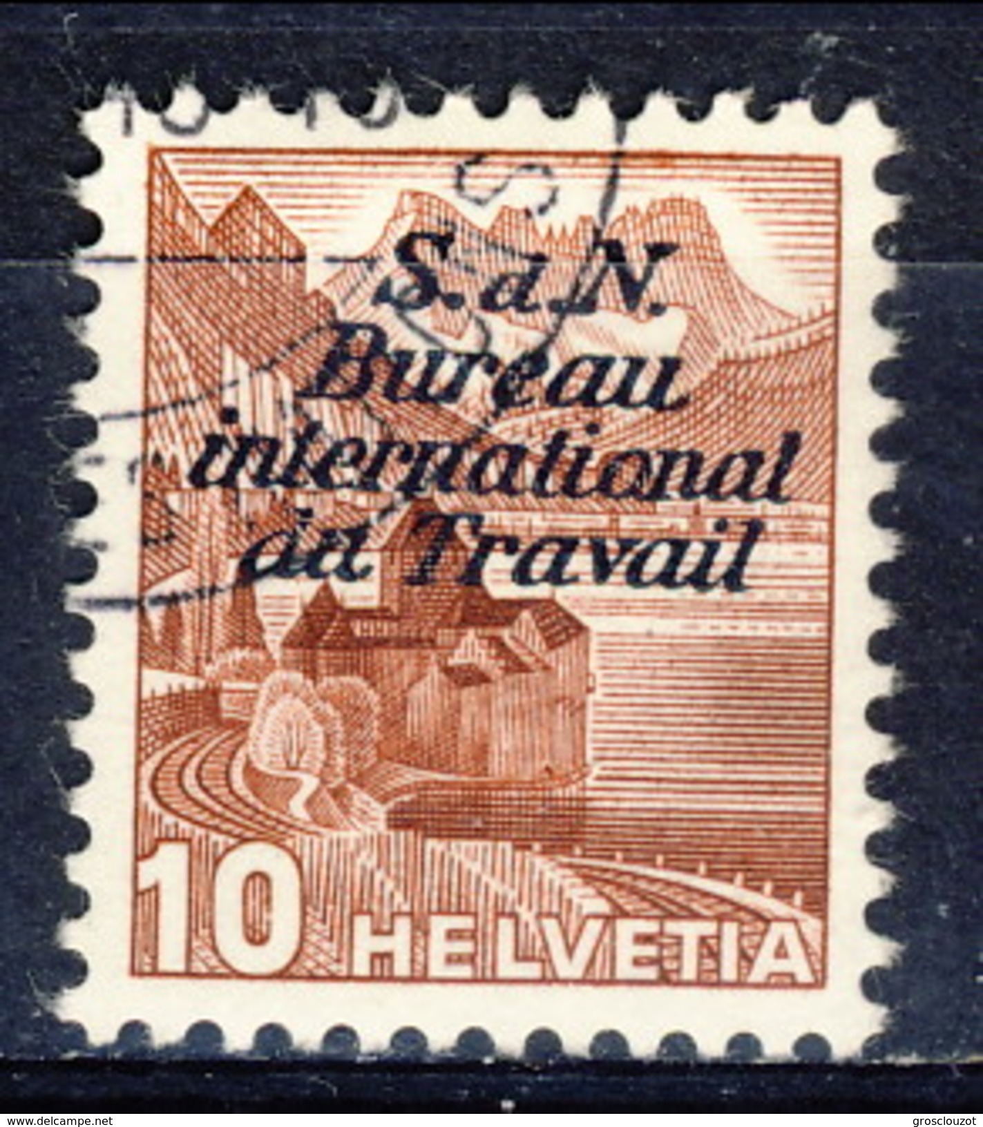 Svizzera Servizio 1937 Bureau International Du Travail N. 98A C. 10 Lilla Carta Normale Usato Cat. &euro; 30 - Servizio