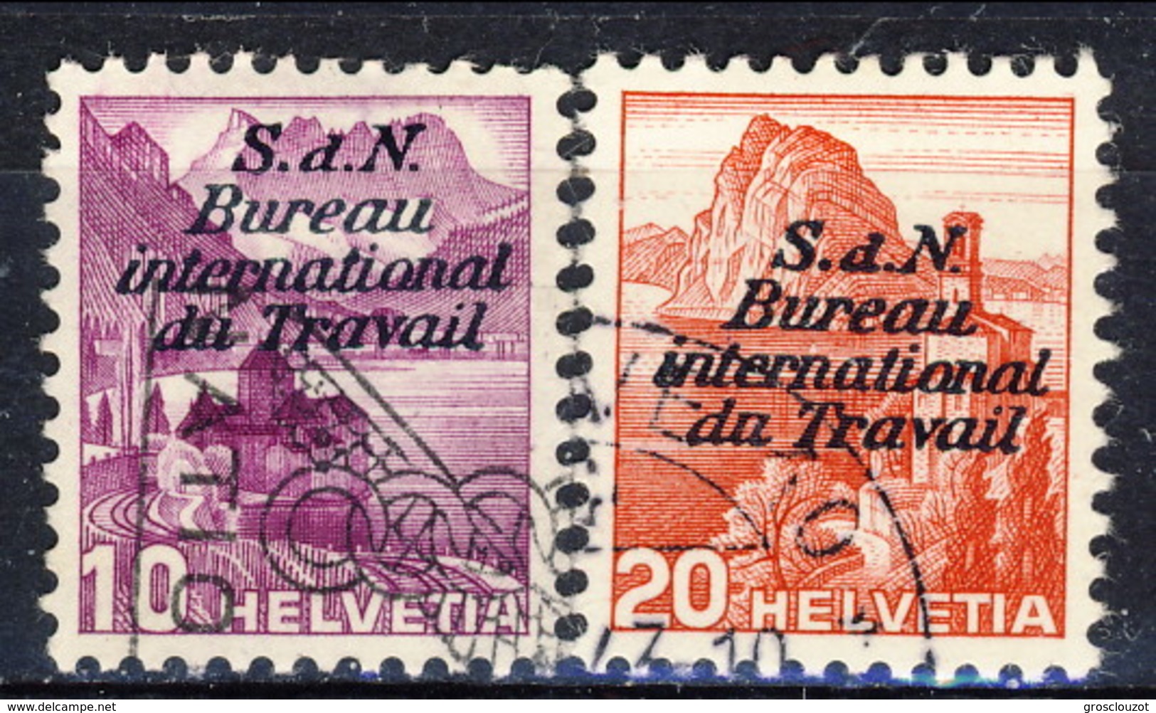 Svizzera Servizio 1937 Bureau International Du Travail N. 98A  E N. 100A  Carta Normale Usati Cat. &euro; 32.50 - Servizio