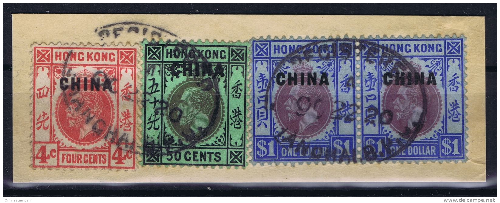 Hong Kong  PO In China : Sg 3 + 12 + Pair 13   Gestempelt/used/obl.  Fragemnt Cancels Registered - Used Stamps