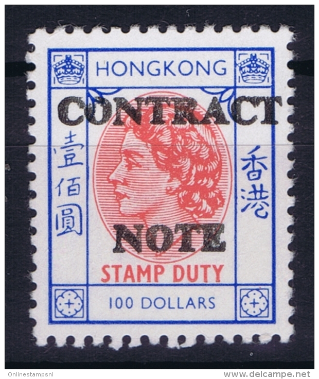 Hong Kong : Revenue Stamp Contract Note B 347  1972 MNH/**/postfrisch/neuf Sans Charniere - Oblitérés