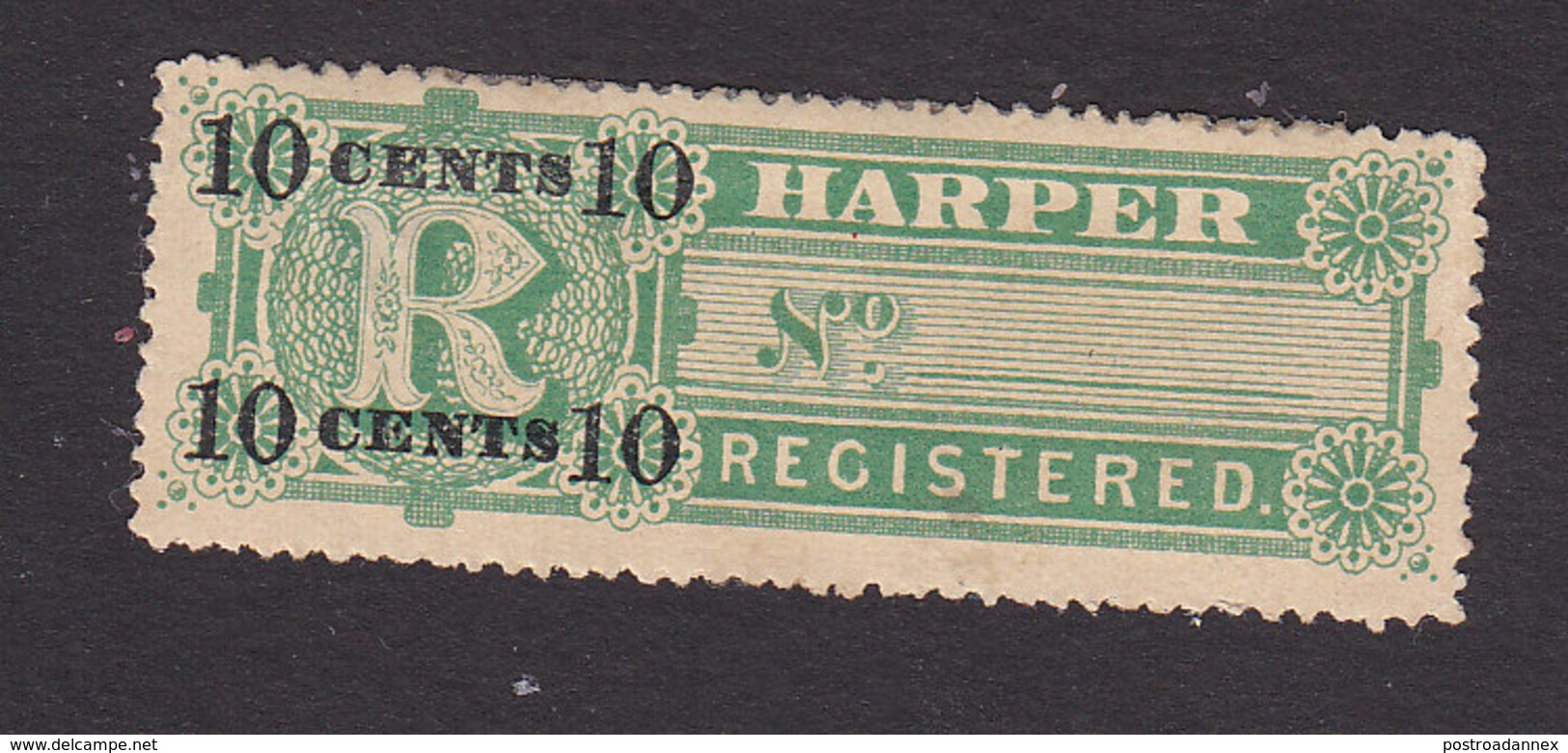 Liberia, Scott #F7, Mint Hinged, Registration Stamp Surcharged, Issued 1894 - Liberia