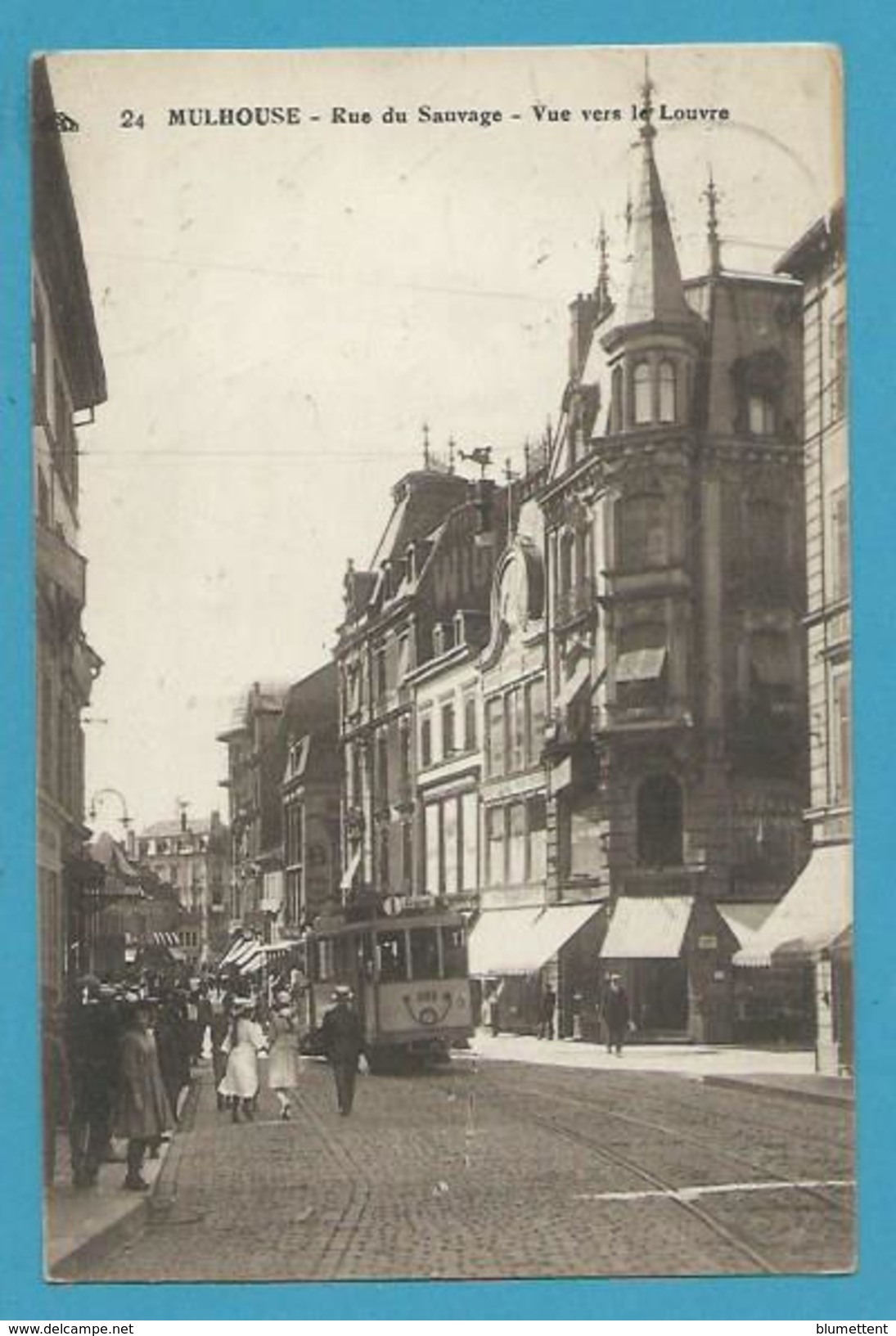 CPSM Tramway Rue Du Sauvage Vue Ver Le Louvre MULHOUSE 68 - Mulhouse