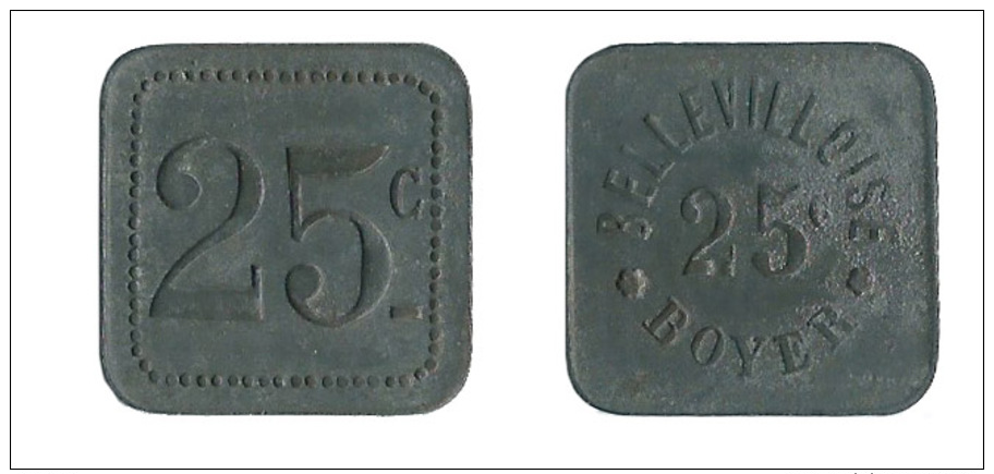 N2970 - Paris: Bellevilloise Boyer: 25 Ct - Monétaires / De Nécessité