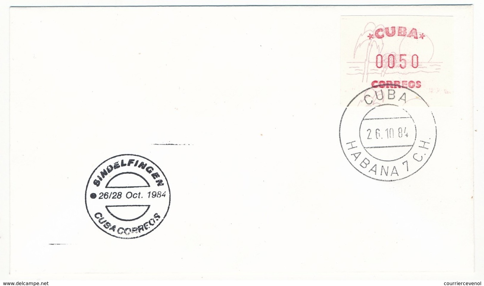 CUBA - 12 Docs (cartons + Enveloppes) Affranchies Vignettes D'affranchissement - Salon Philatélique De Hambourg - 1984 - Franking Labels