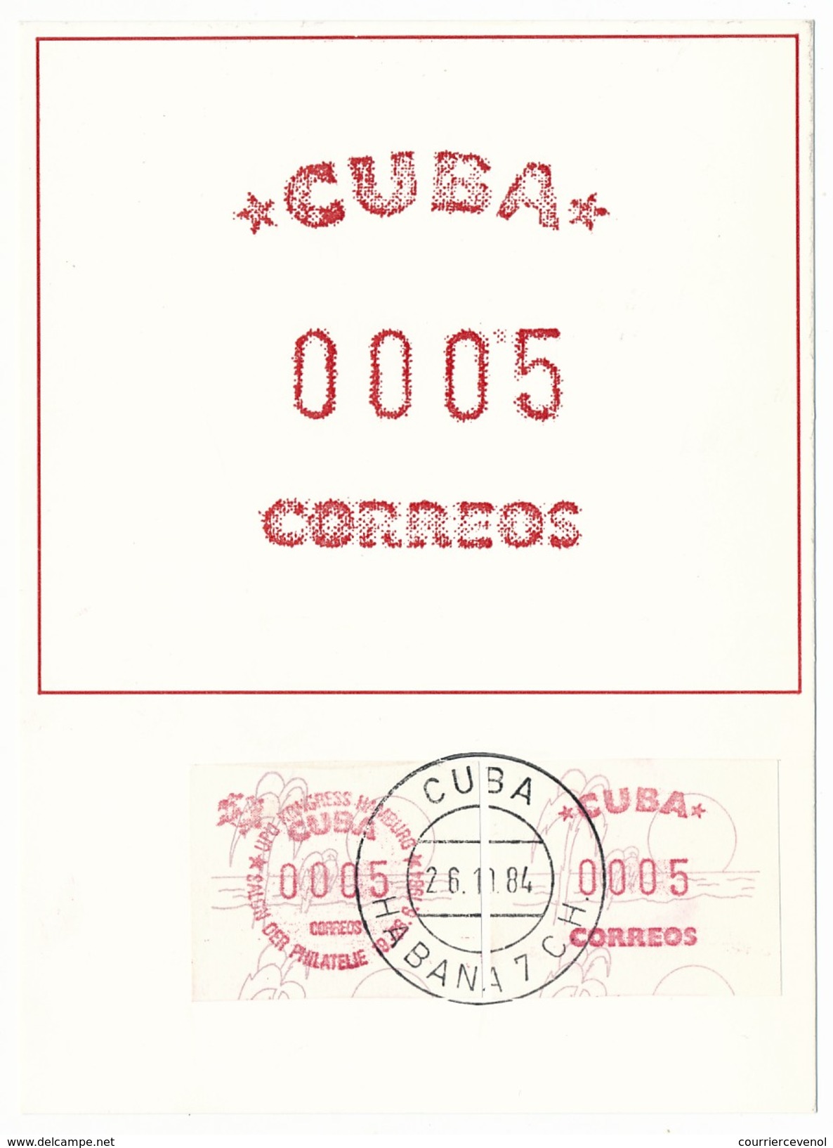 CUBA - 12 docs (cartons + enveloppes) affranchies vignettes d'affranchissement - Salon philatélique de Hambourg - 1984