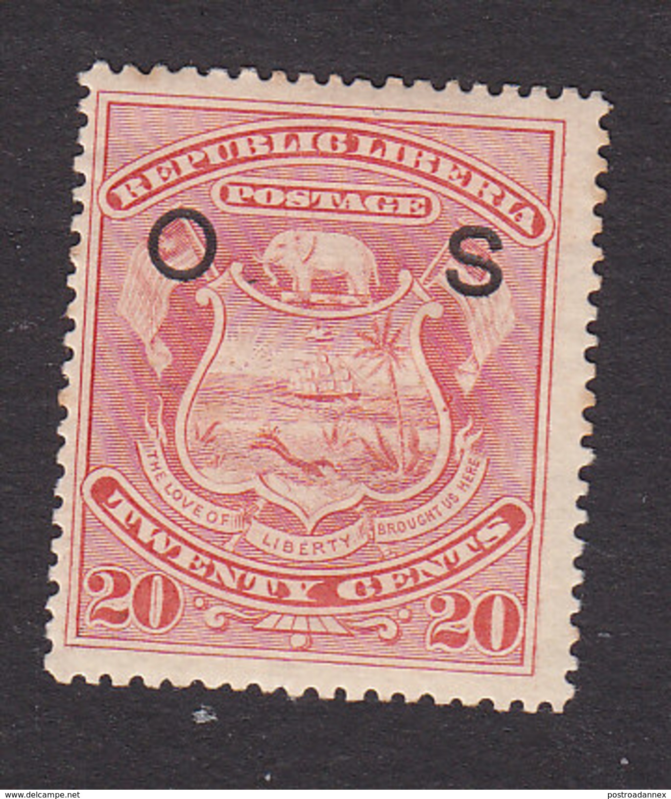 Liberia, Scott #O39, Mint Hinged, Coat Of Arms Overprinted, Issued 1898 - Liberia