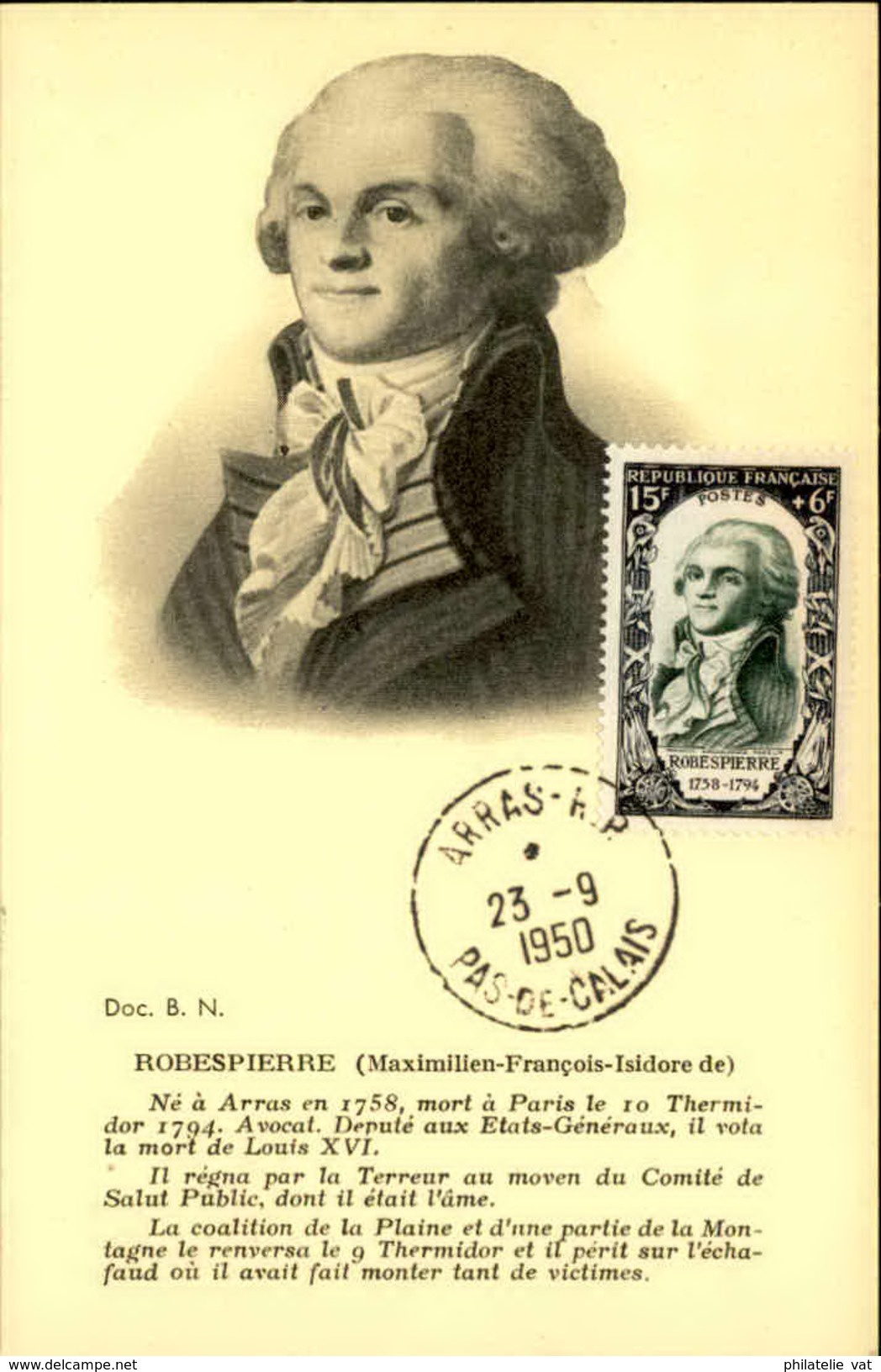 FRANCE - Cartes maximum "Les Grands Hommes de la Révolution Française (série 6 cartes) - P20951 à P20956