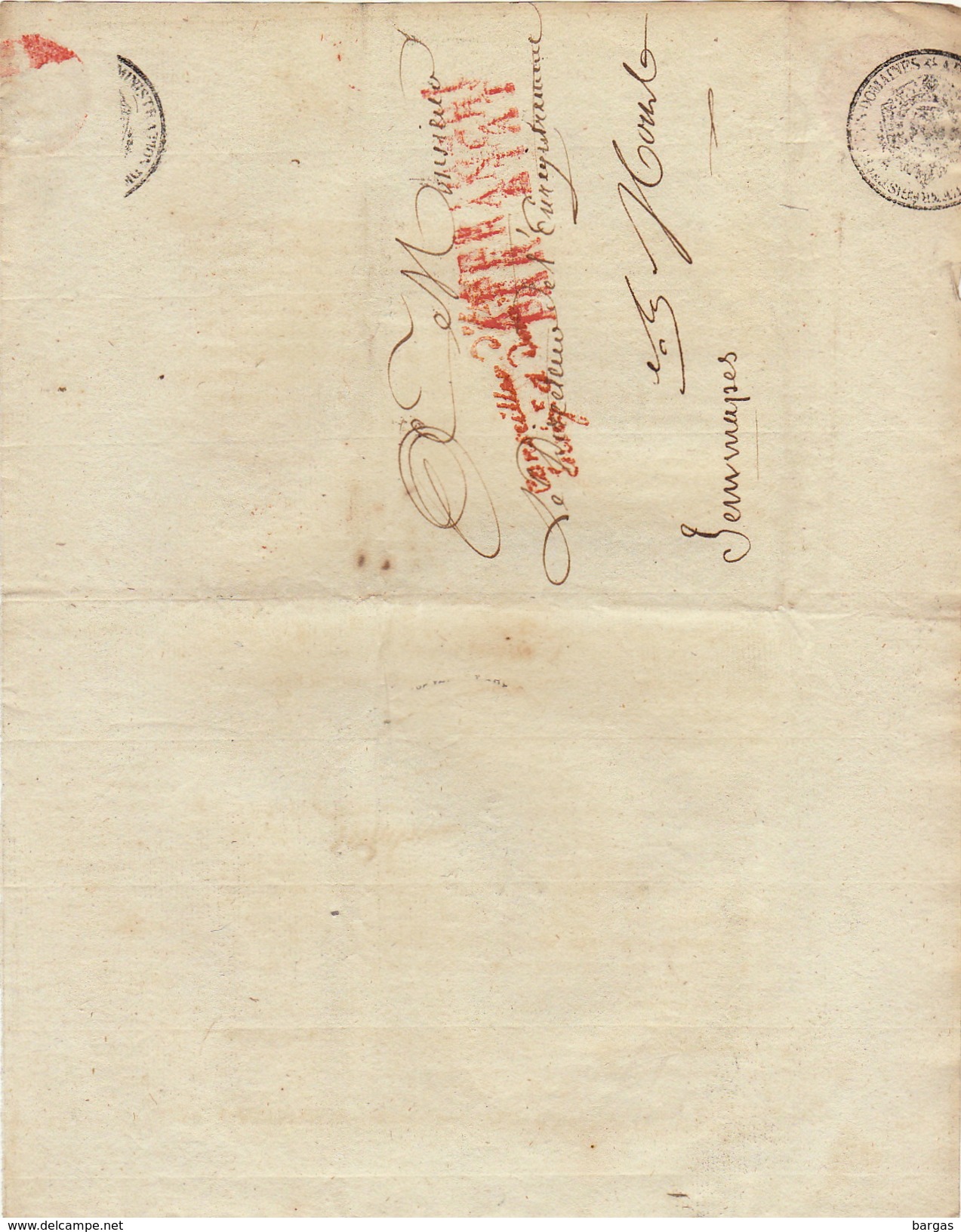 Conseiller D'état Enregistrement Et Domaines Affranchi Par L'état Pour Mons Jemmapes Jemappes 1809 - 1801-1848: Voorlopers XIX