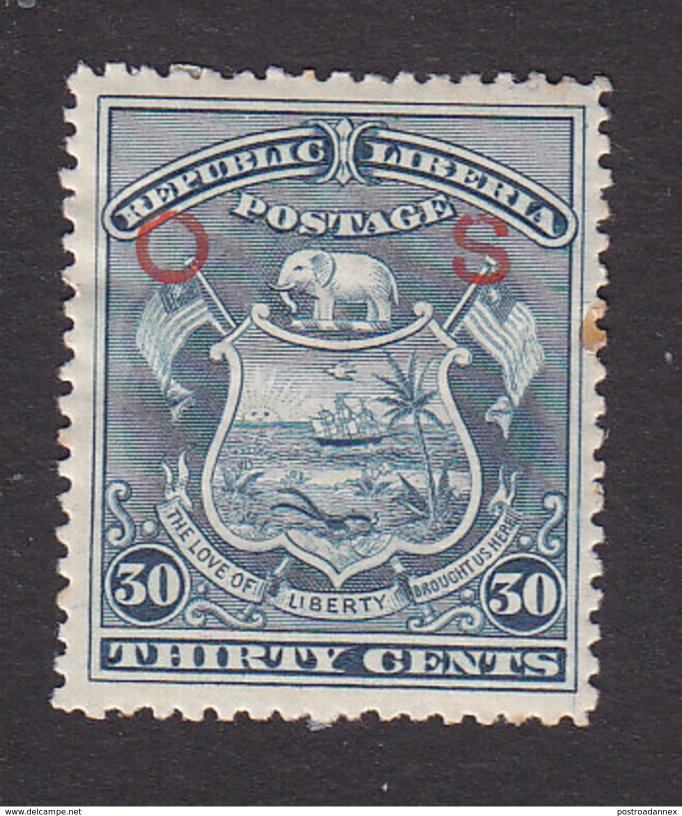Liberia, Scott #O41, Mint Hinged, Coat Of Arms Overprinted, Issued 1898 - Liberia