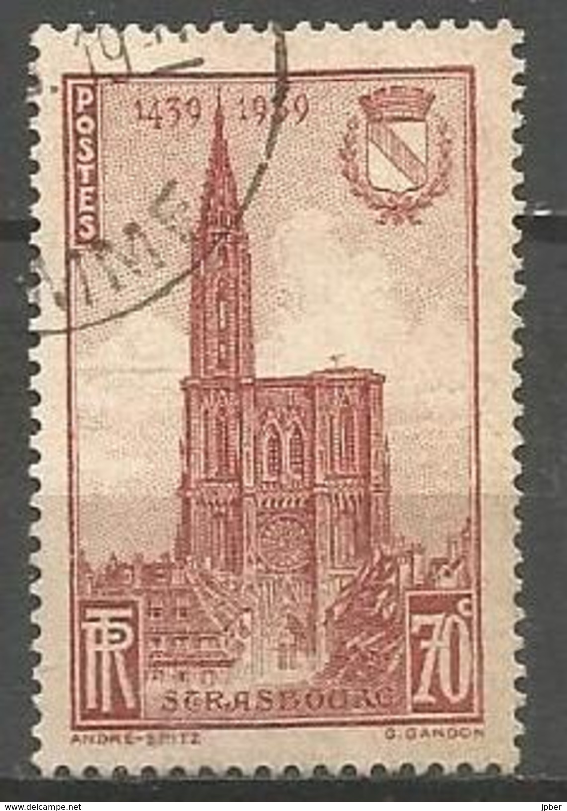 France - F1/340 - N°443  Obl. - Cathédrale De Strasbourg - Usati