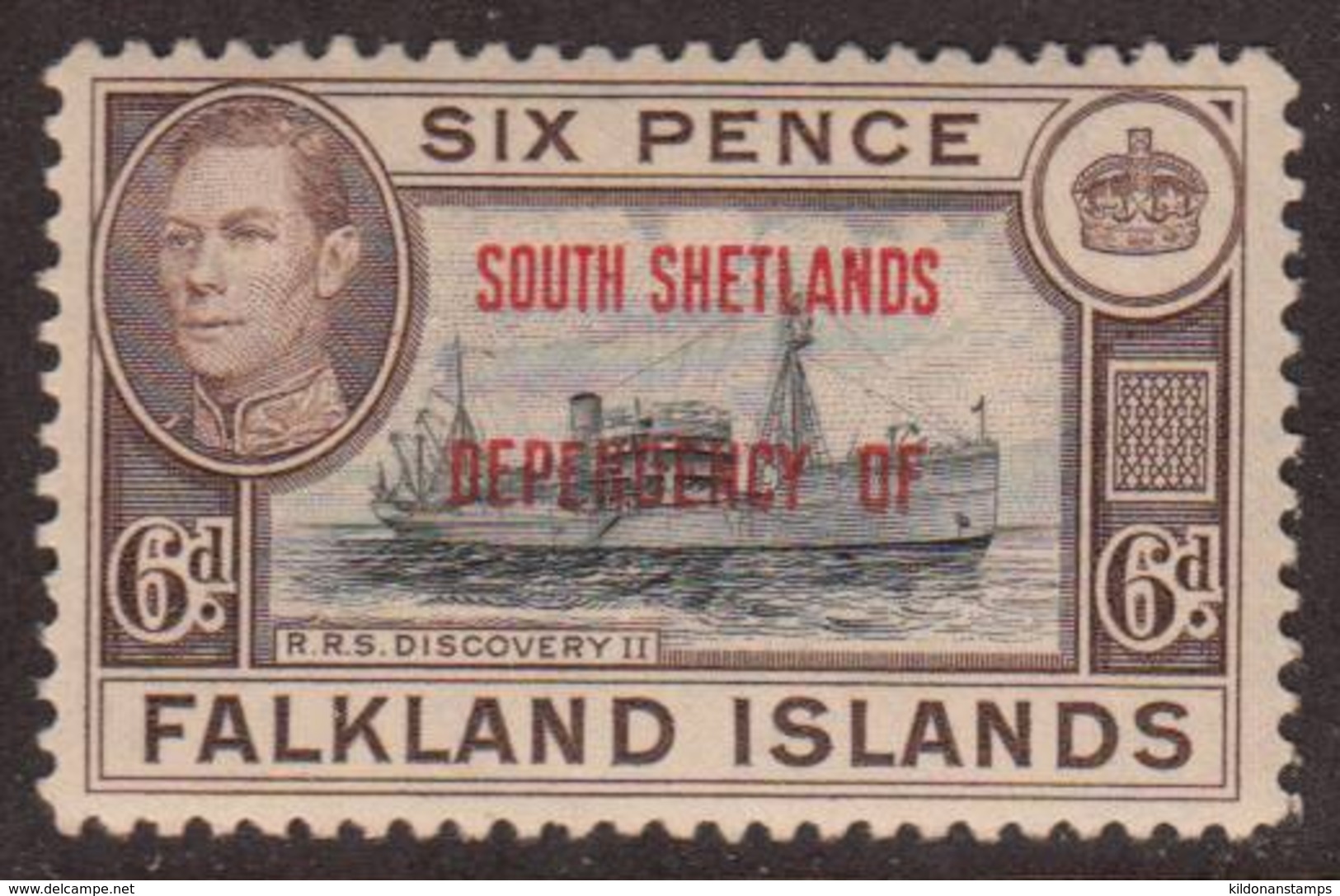 Falkland Islands Dep., South Shetlands 1944 6p, Mint Mounted, Sc# 5L6, SG B6 - Falkland Islands
