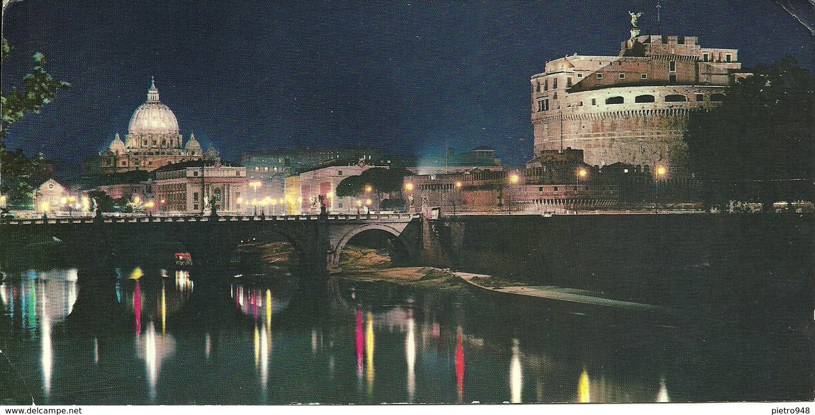 Roma (Lazio) Fiume Tevere, Cupola Basilica Di San Pietro E Castel Sant'Angelo, Notturno, By Night, La Nuit - Fiume Tevere