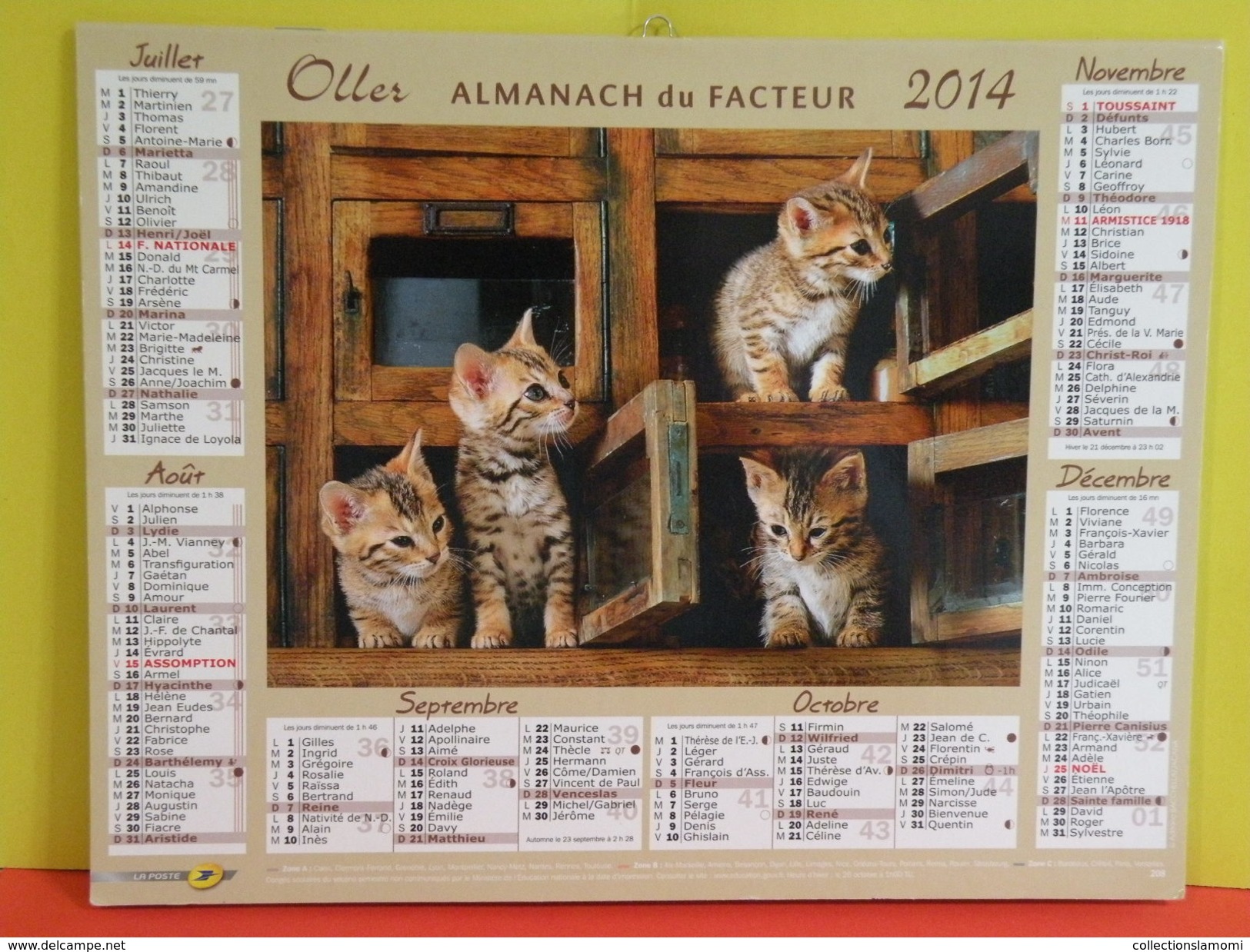 Calendrier Oller > Petits Chats & Chiens - Almanach Du Facteur 2014 Comme Neuf - Grand Format : 2001-...