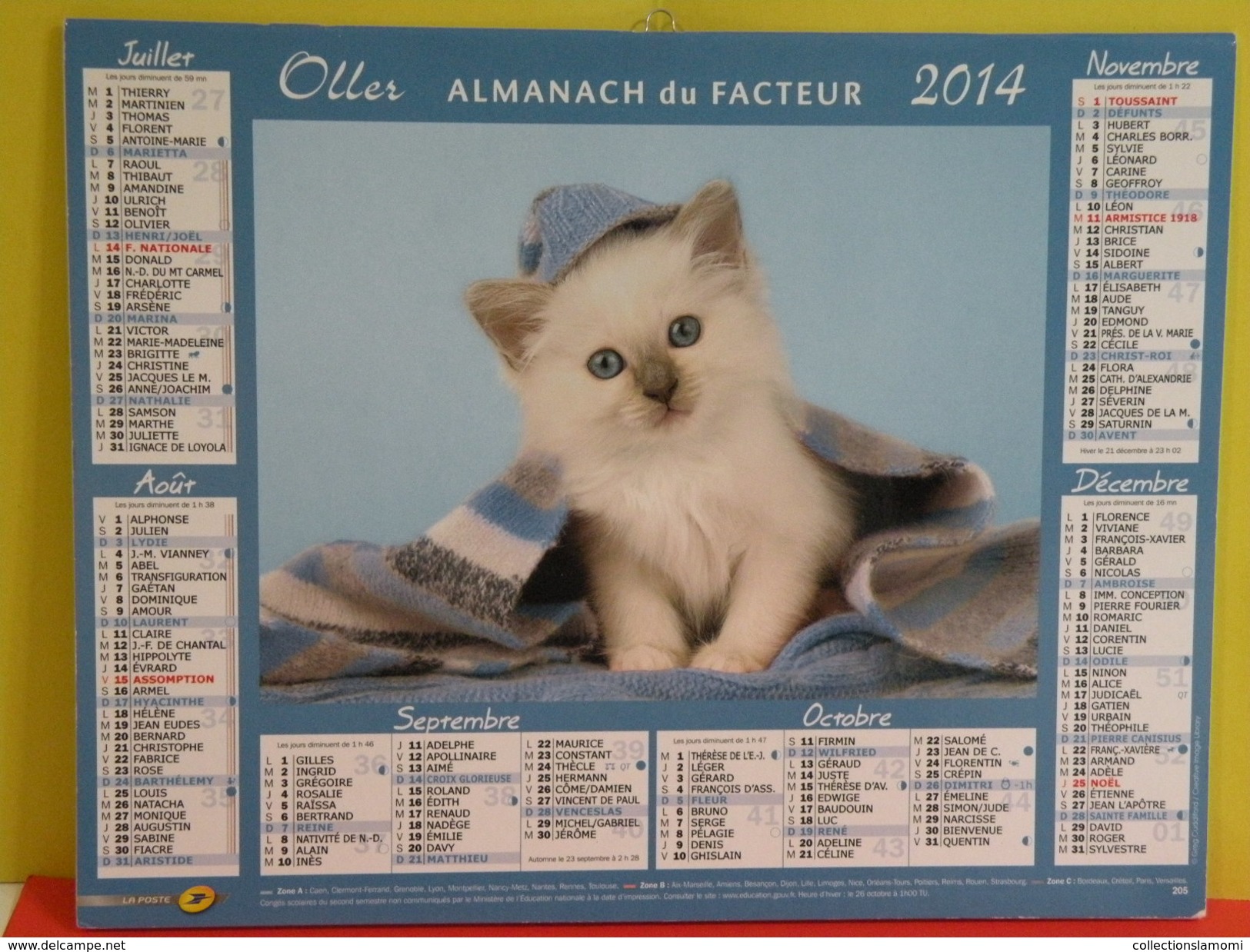 Calendrier Oller > Petit Chat - Almanach Du Facteur 2014 Comme Neuf - Grand Format : 2001-...