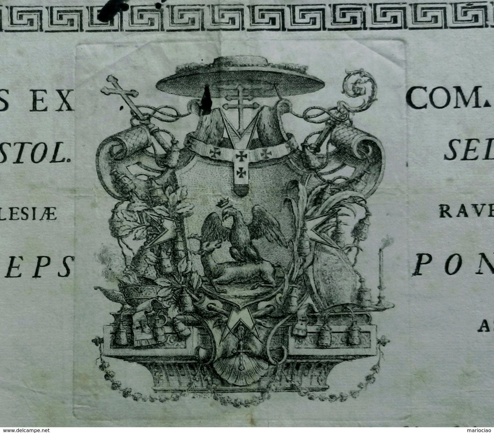 D-IT Bolla Vescovo Codronchi RAVENNA 1799 Cm 48x36 Autentica Reliquia - Documents Historiques