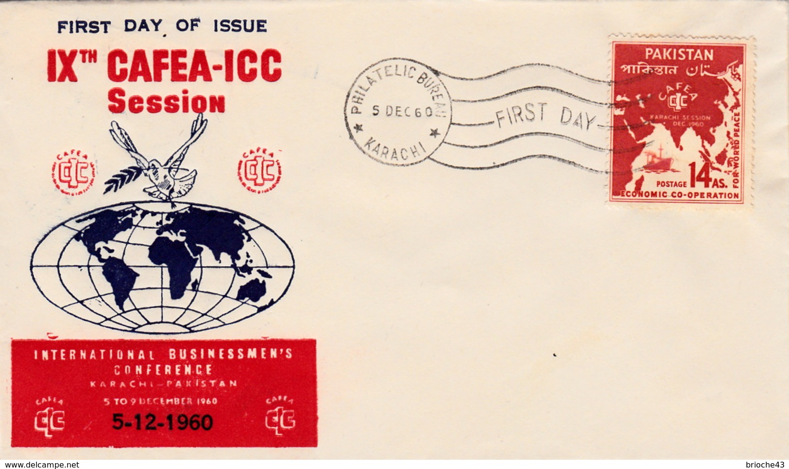 PAKISTAN FDC - COVER - IXth CAFEA-ICC SESSION  KARACHI 5.12.1960 - Pakistan