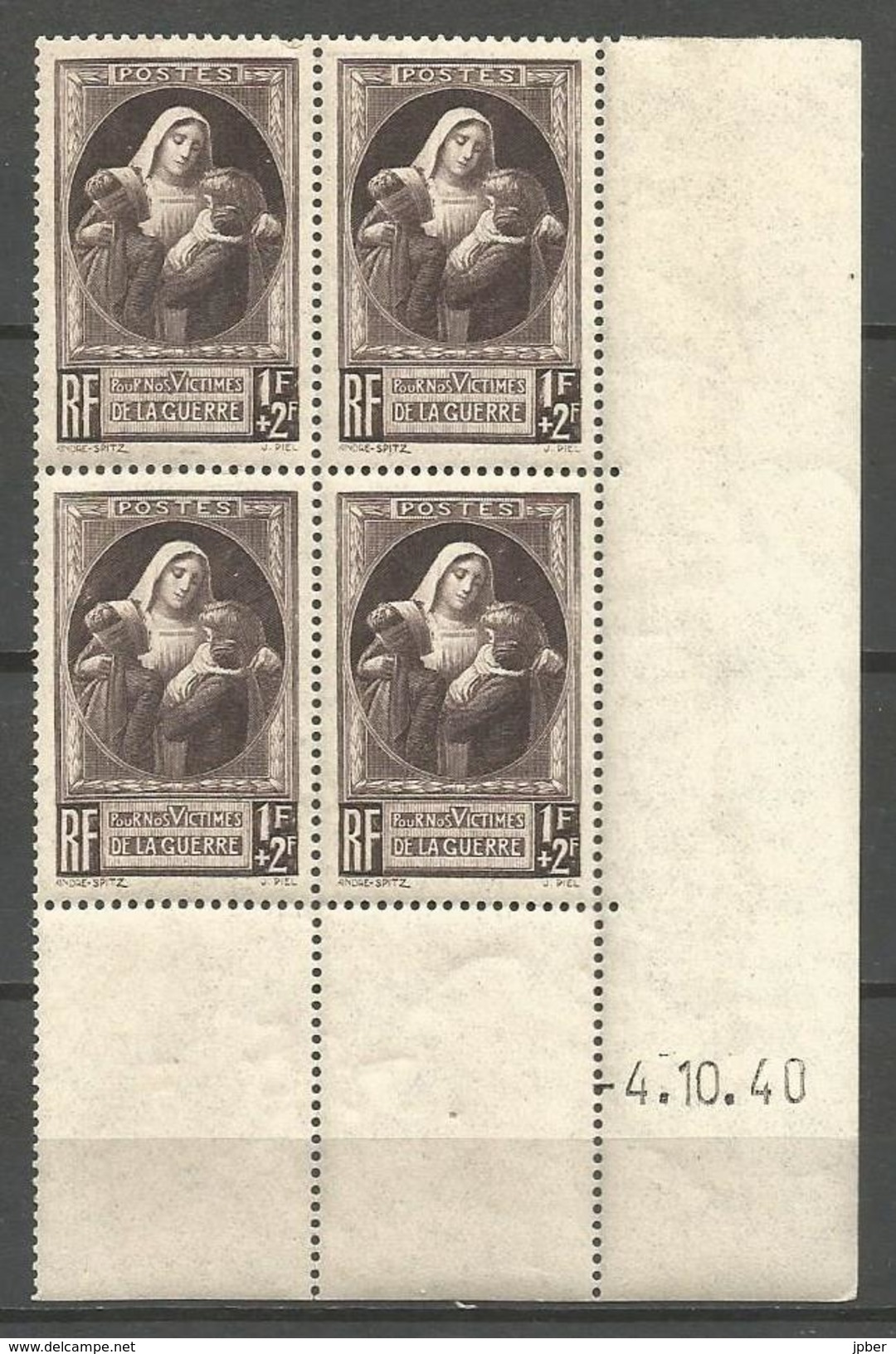 France - F1/354 - N°465 ** Bord De Feuille Et Coin Daté-4.10.40 - - 1940-1949