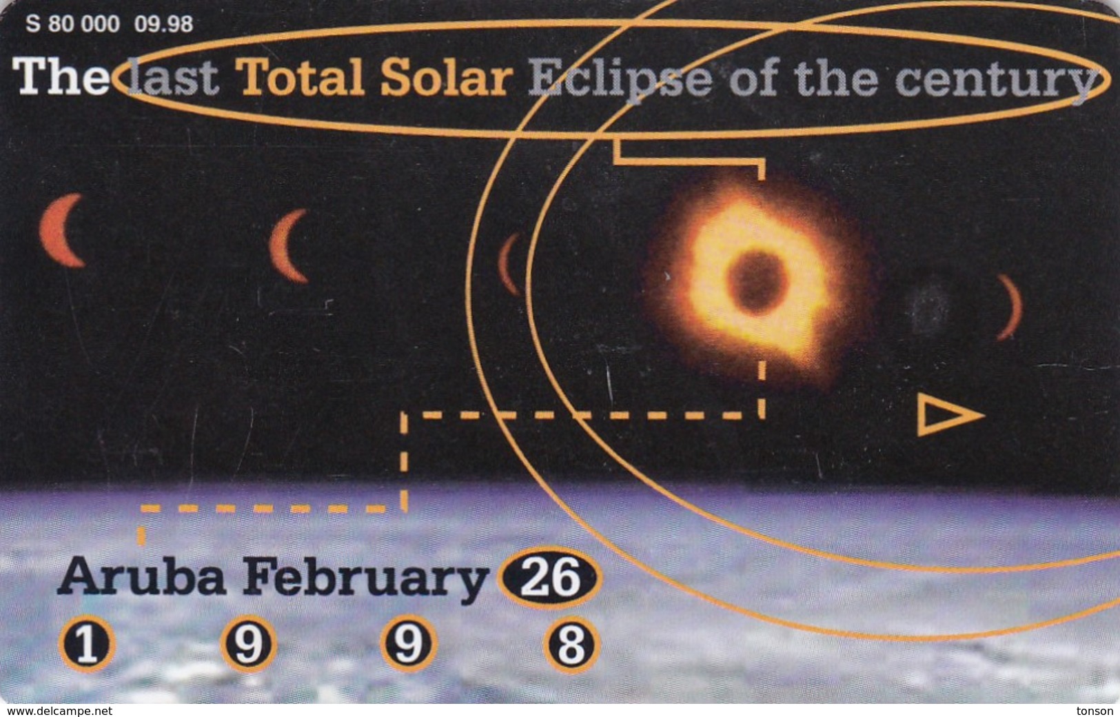 Aruba, ARU-C-21, Call Waiting, Total Solar Eclipse, 2 Scans. (09.98, 80.000) - Aruba