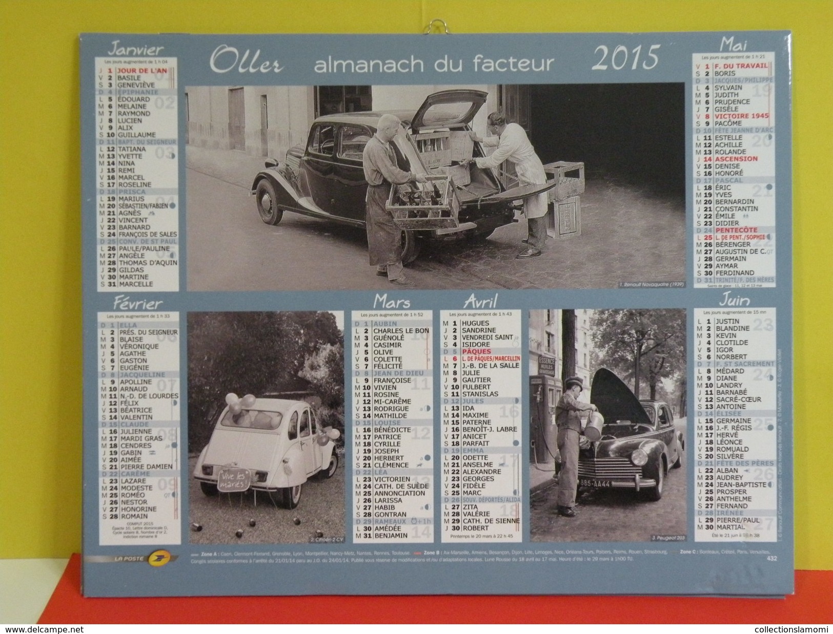 Calendrier Oller > Renault 1939/55 - Citroën1959 - Peugeot1956 - Almanach Du Facteur 2015 Comme Neuf - Grand Format : 2001-...
